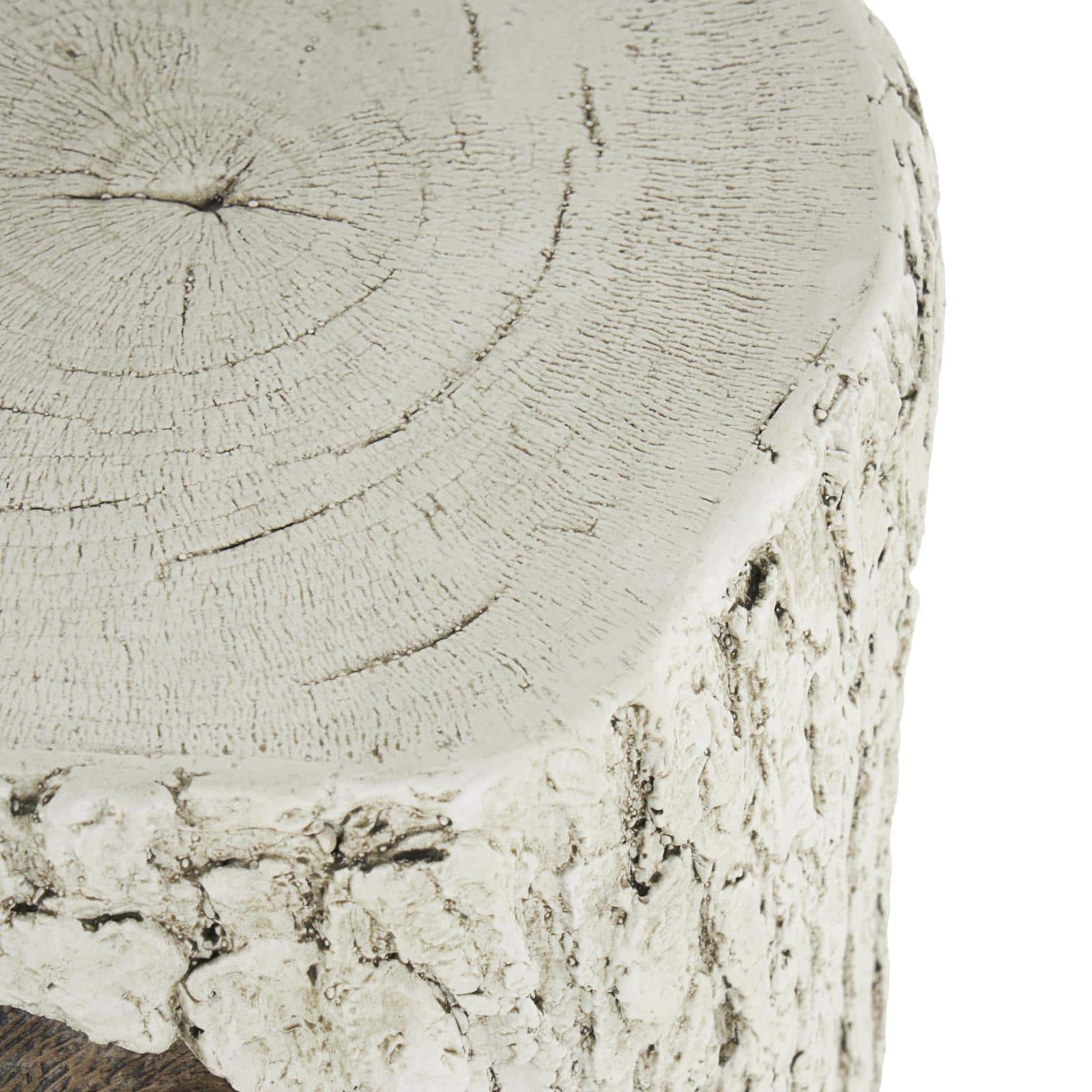 17" White & Brown MGO Owl Tree Trunk Garden Stool
