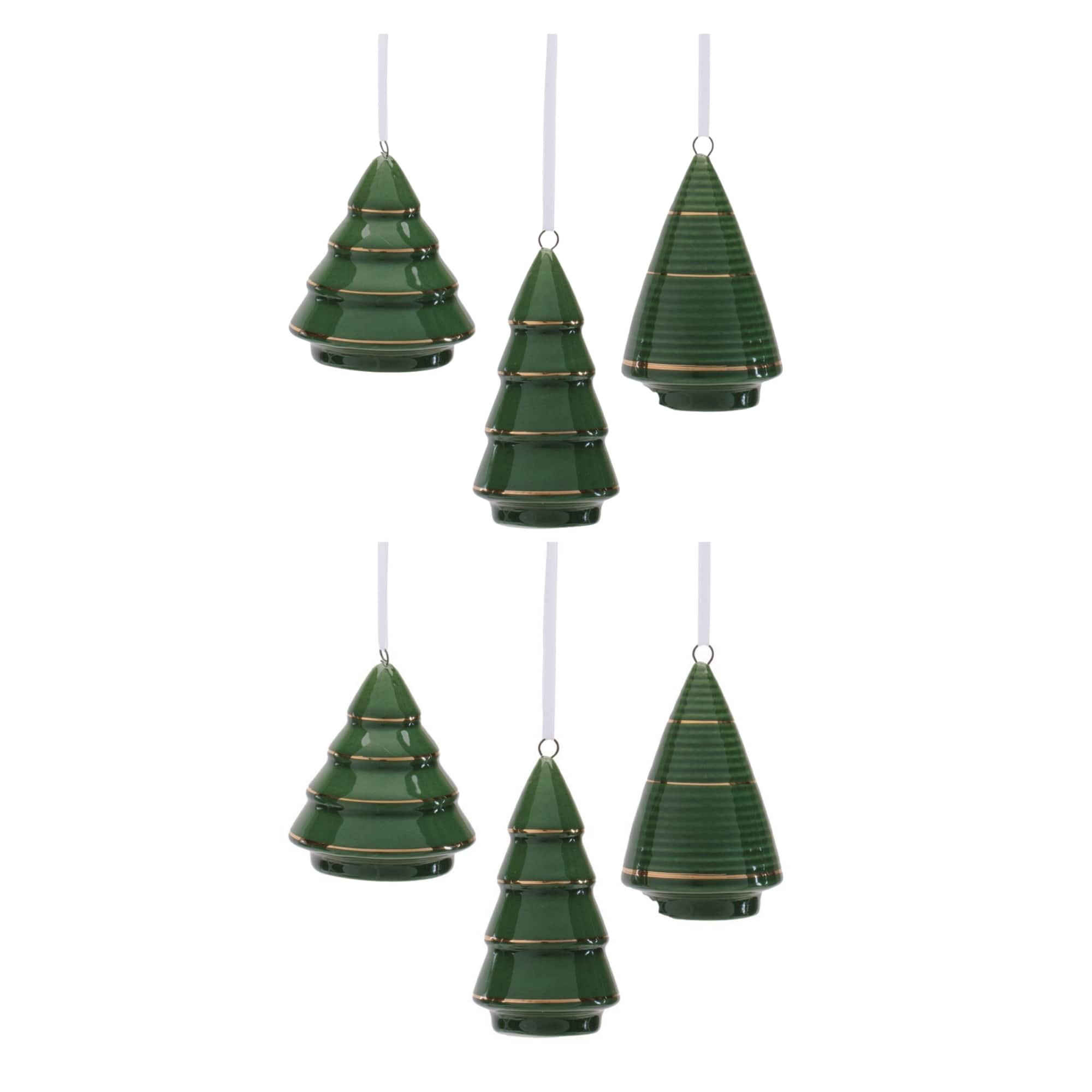Melrose Green Ceramic Christmas Tree Ornament Set