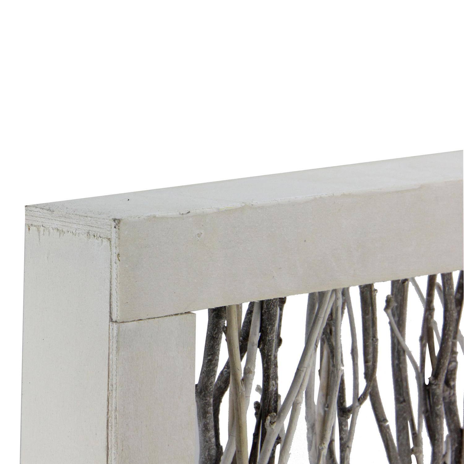 13" Birch Twigs in Rustic Wood Frame