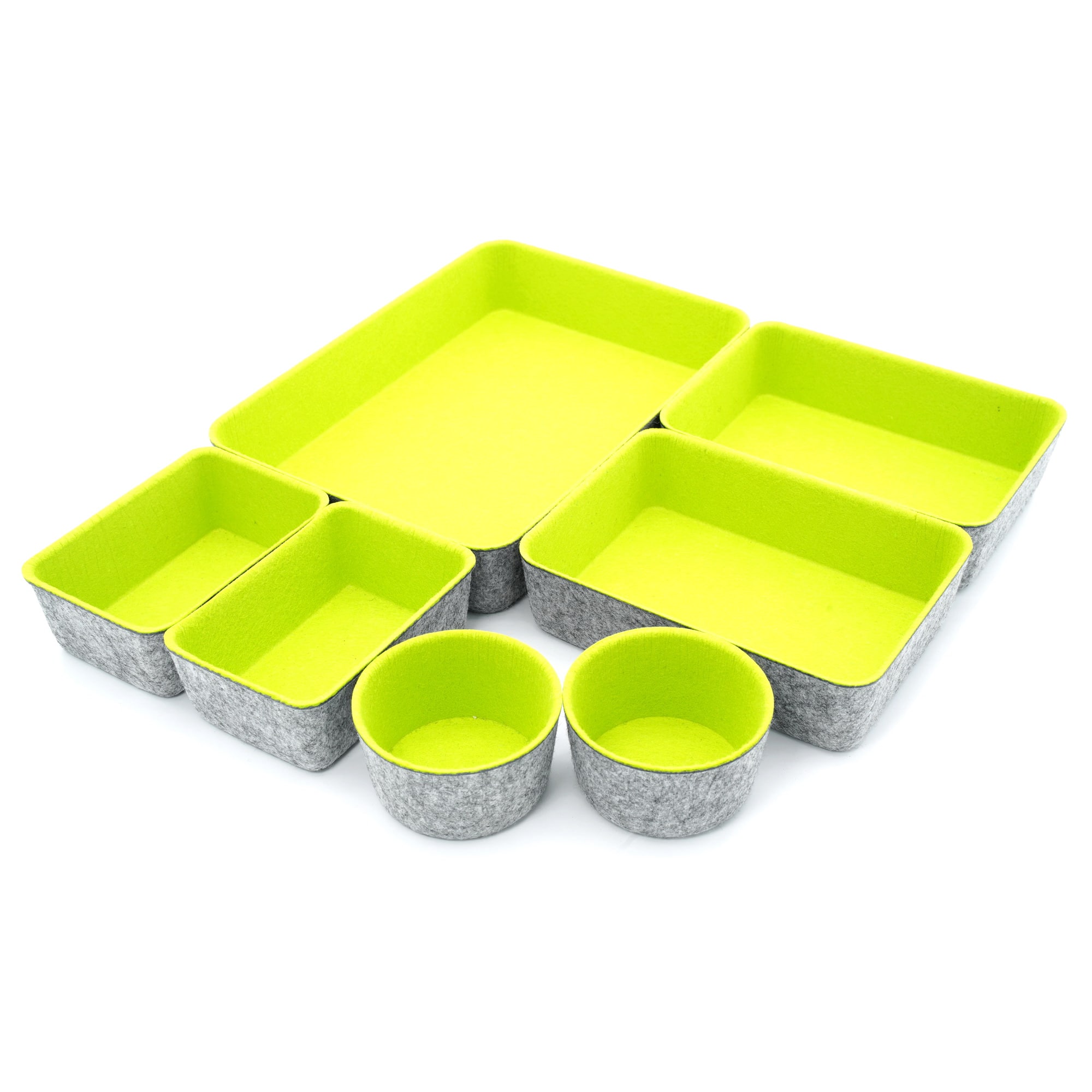 Welaxy 7 Piece Felt Round Cups & Trays Drawer Organizer Set
