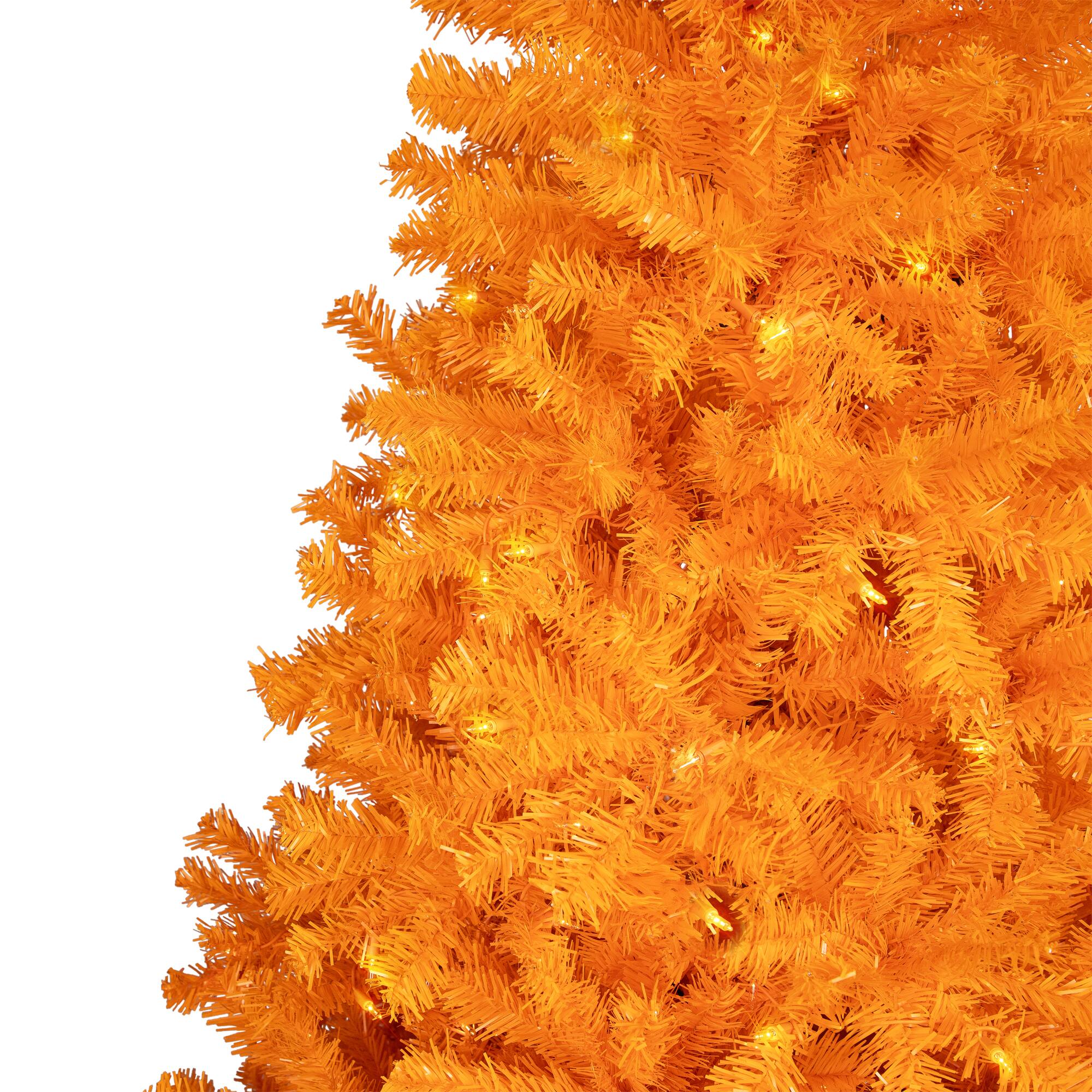 7ft. Pre-Lit Medium Orange Pine Artificial Christmas Tree, Clear Lights