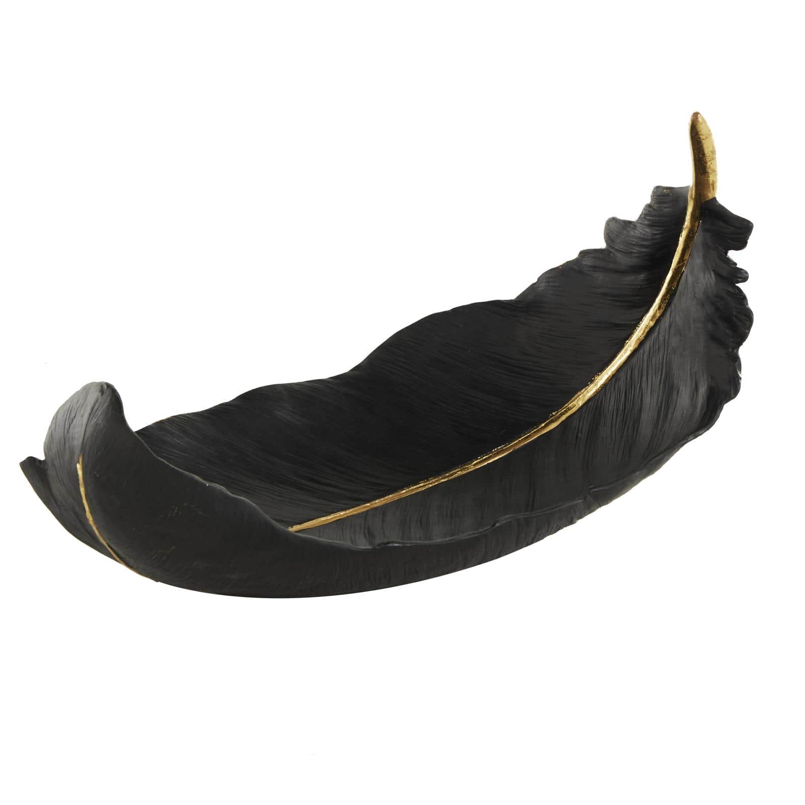 CosmoLiving by Cosmopolitan 13" Black Feather Decorative Bowl