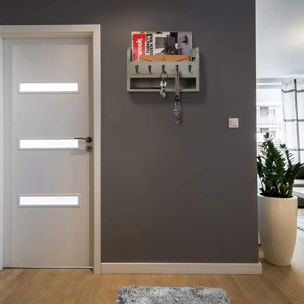 NEX™ Rustic Gray Wood Wall Mounted Mail & Key Holder