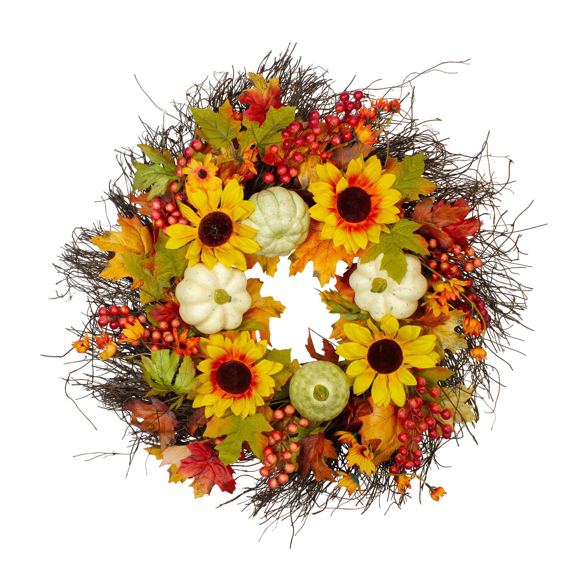 26" Sunflowers & Gourds Thanksgiving Wreath
