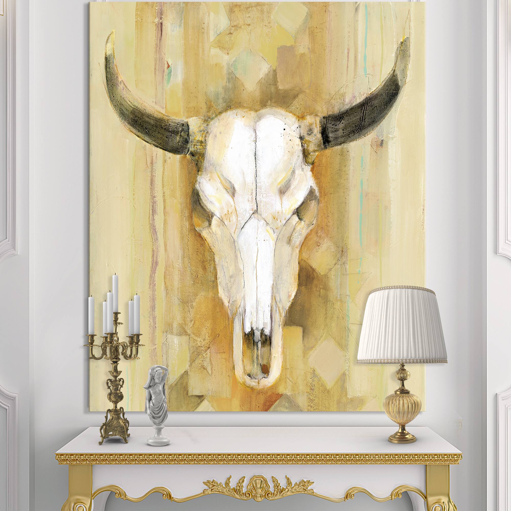 Designart - His southwest bones - Gold Wildlife Canvas Art