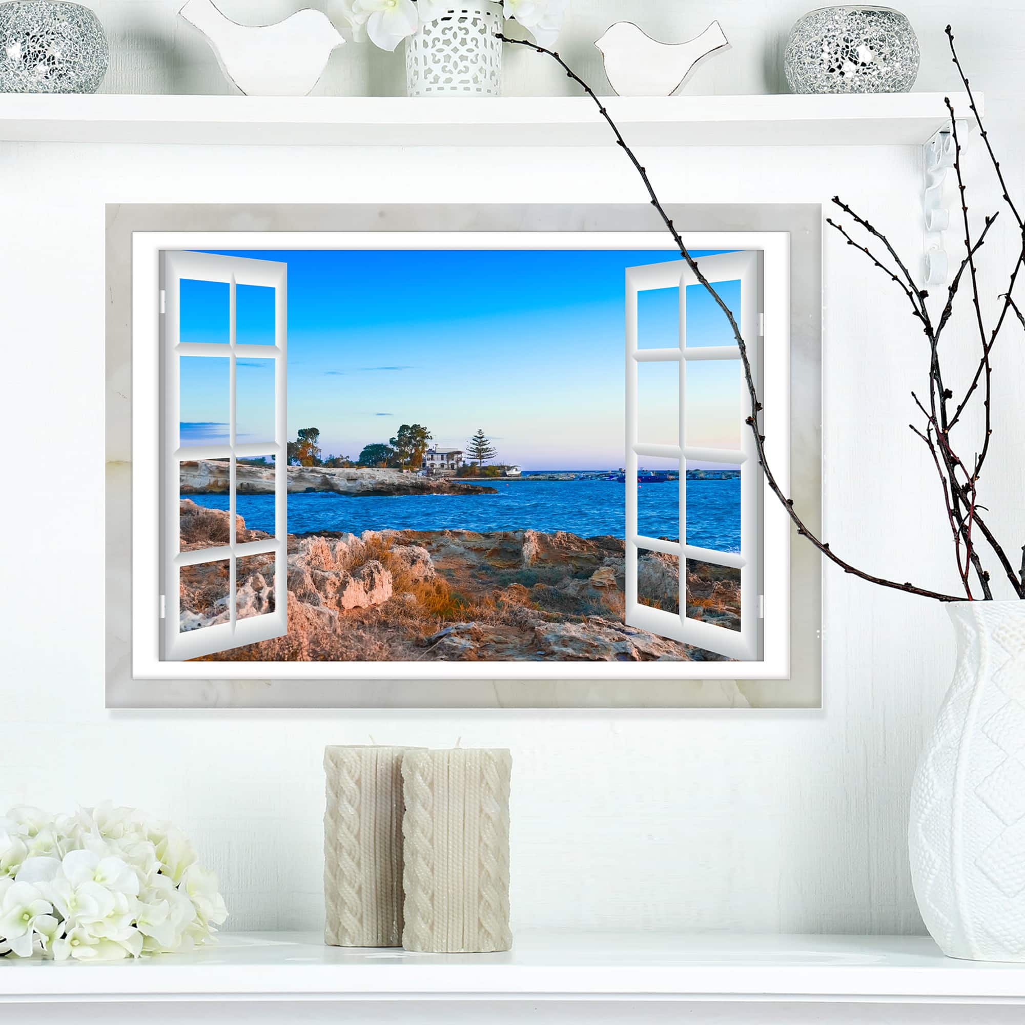 Designart - Open Window to Blue Seashore