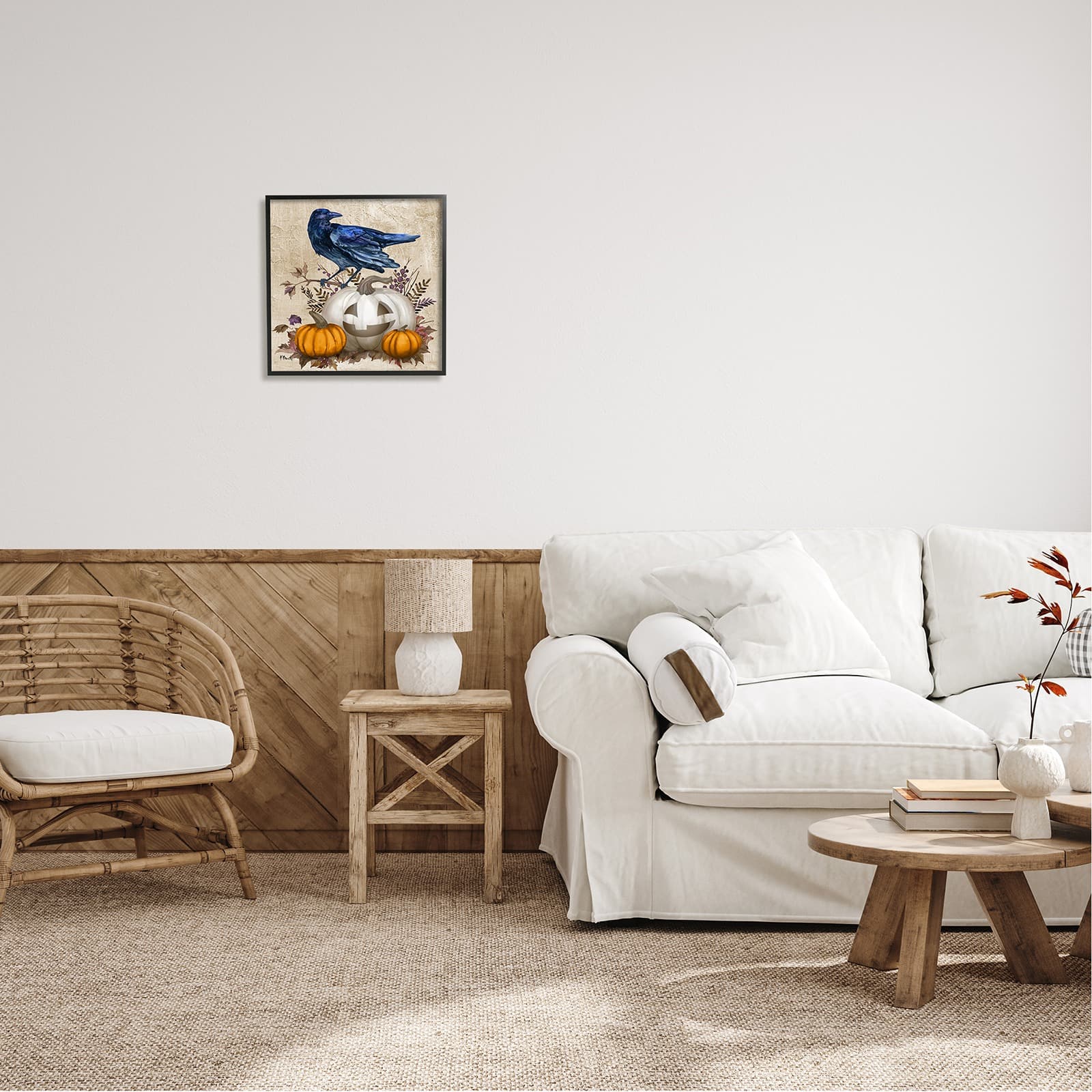 Stupell Industries Raven & Jack-o'-Lantern Framed Giclée Art