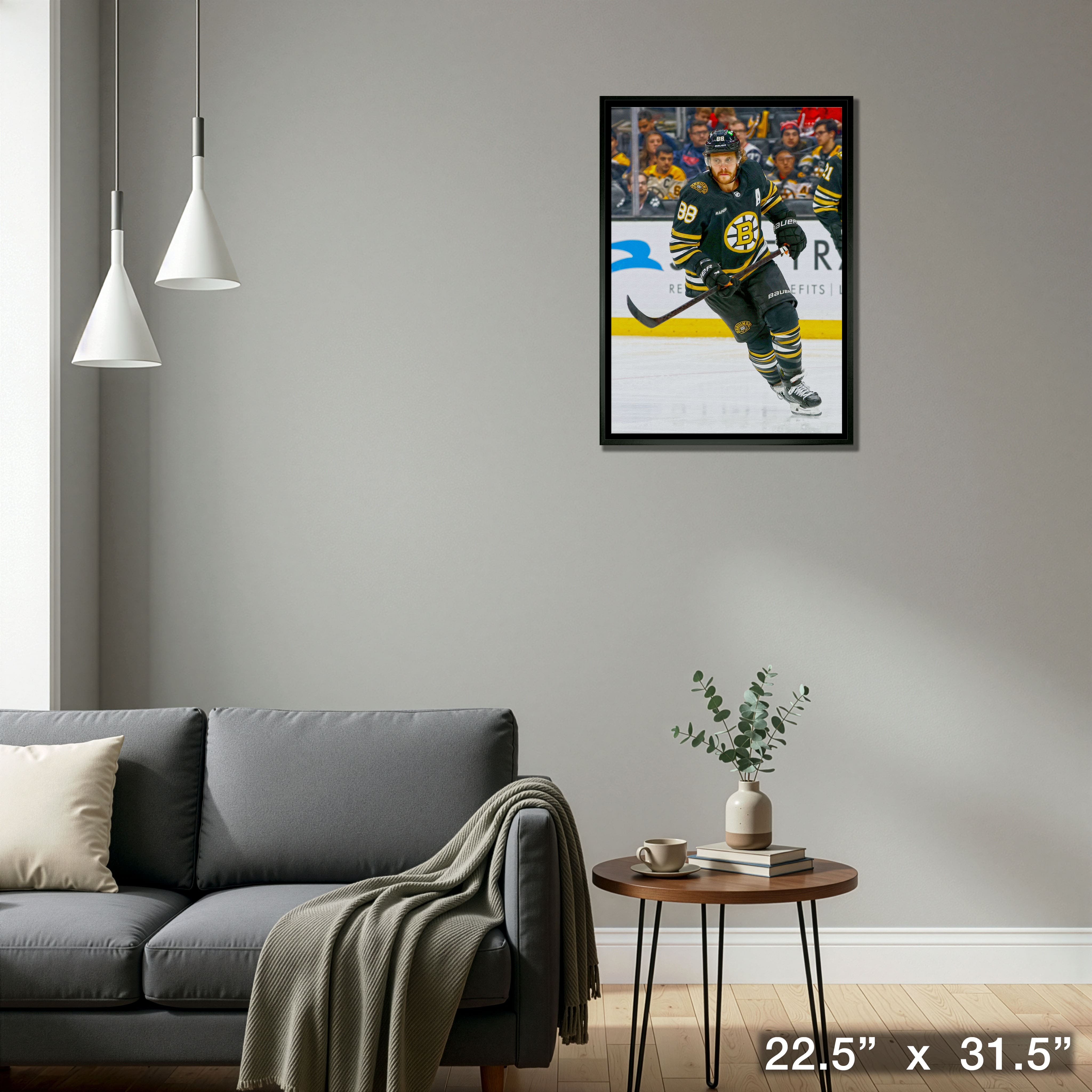 David Pastrnak Framed 20" x 29" Canvas Bruins Action-V 22.5" x 31.5"