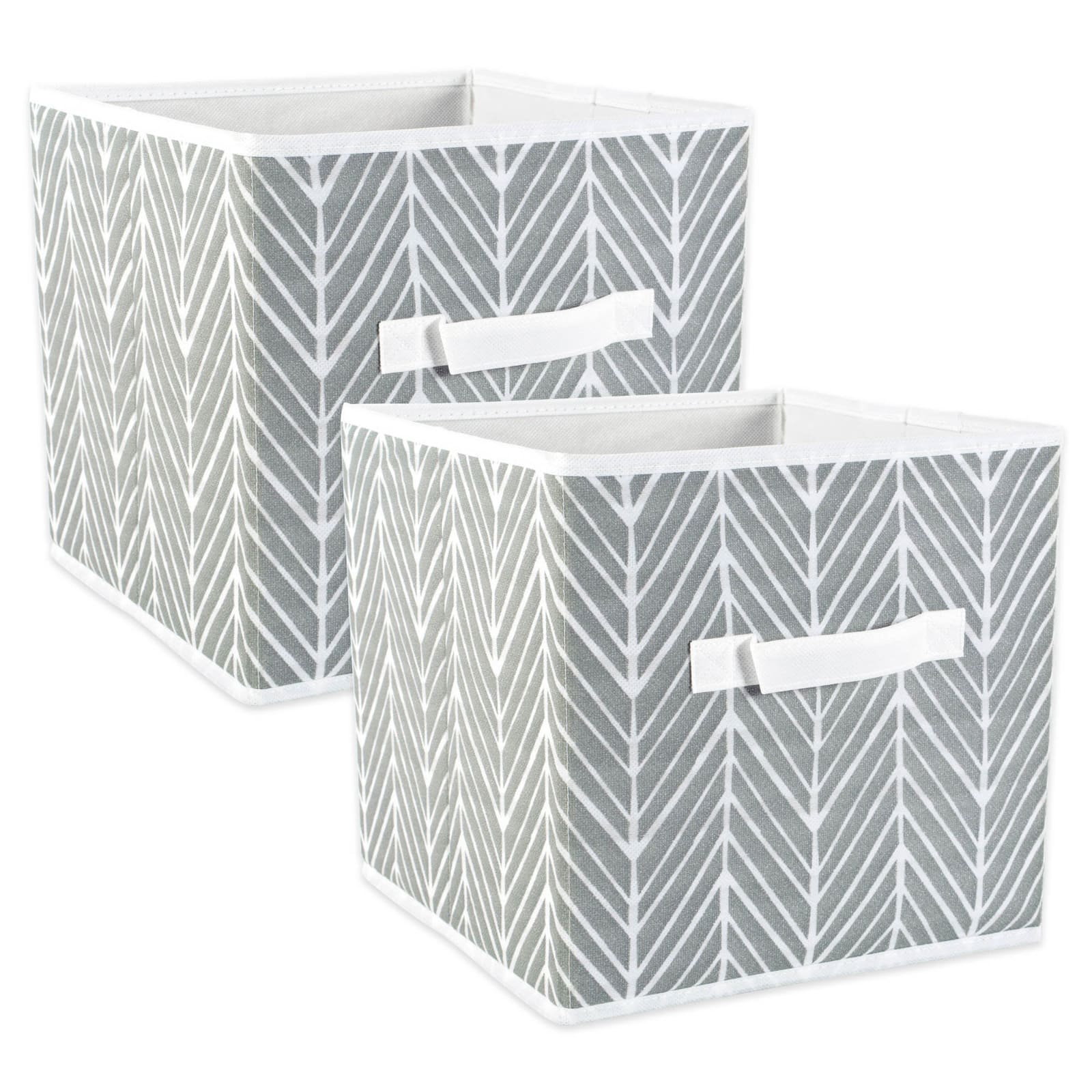 DII® 13" Gray Herringbone Square Non-Woven Fabric Cubes, 2ct.