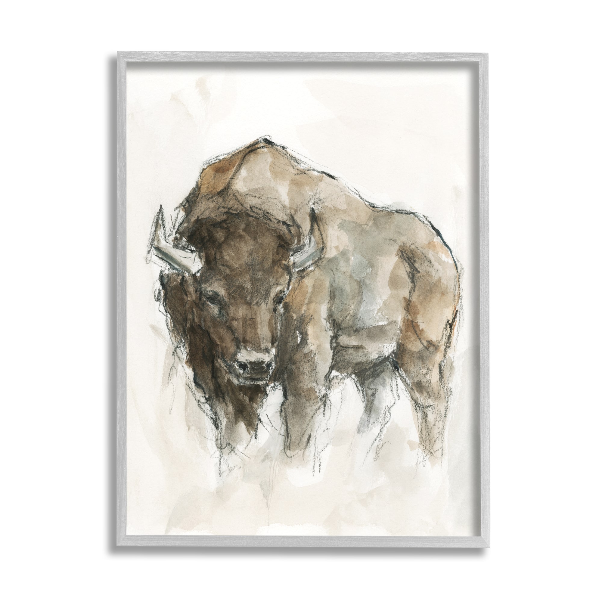 Stupell Industries Western American Buffalo Brown Country Animal Framed Wall Art