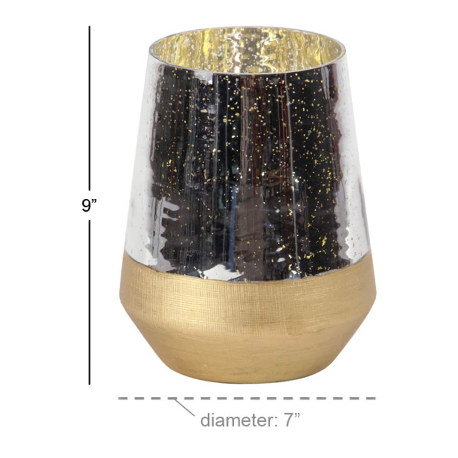 9" Gold Glass Modern Candlestick Holder