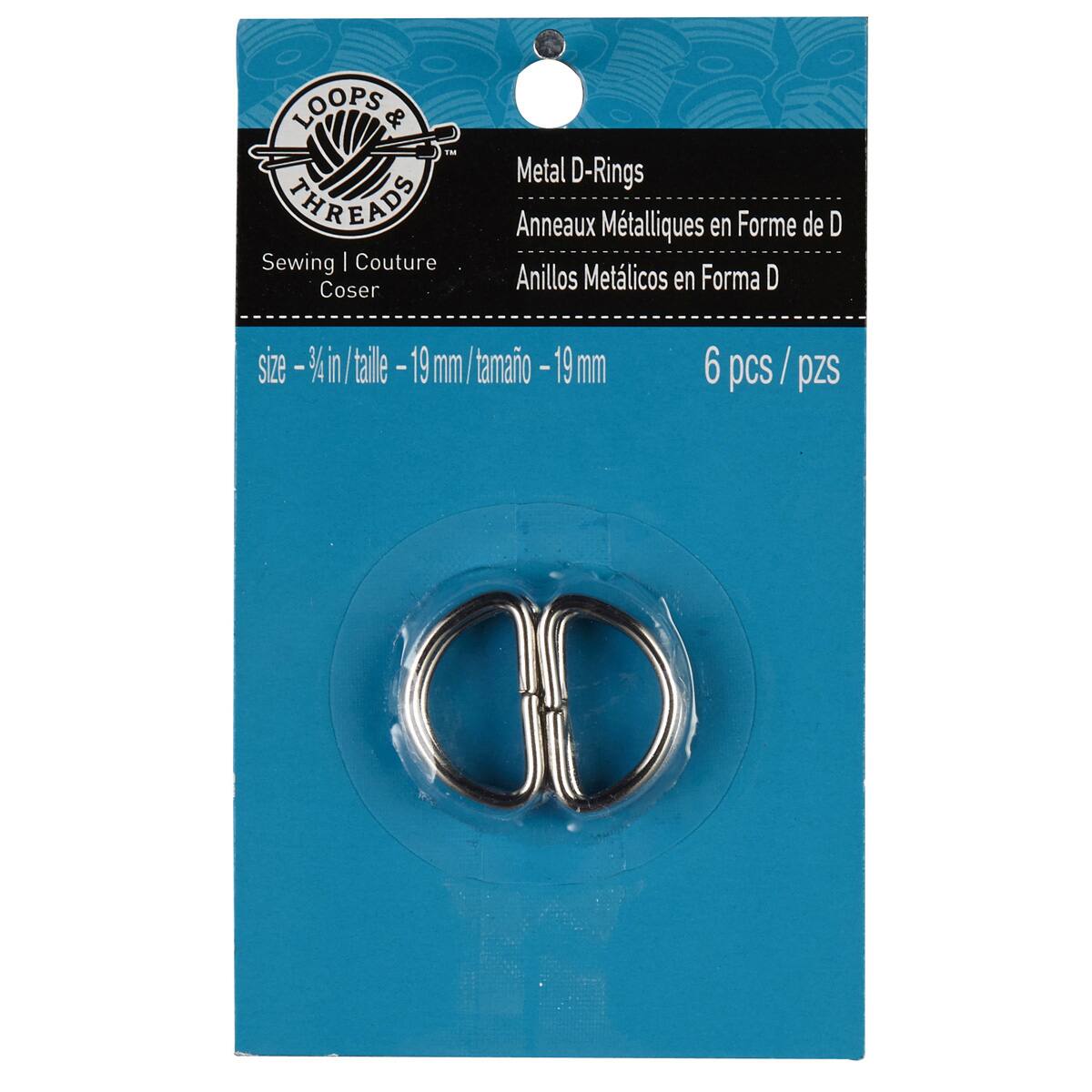 Loops & Threads™ Metal D-Rings, 3/4"