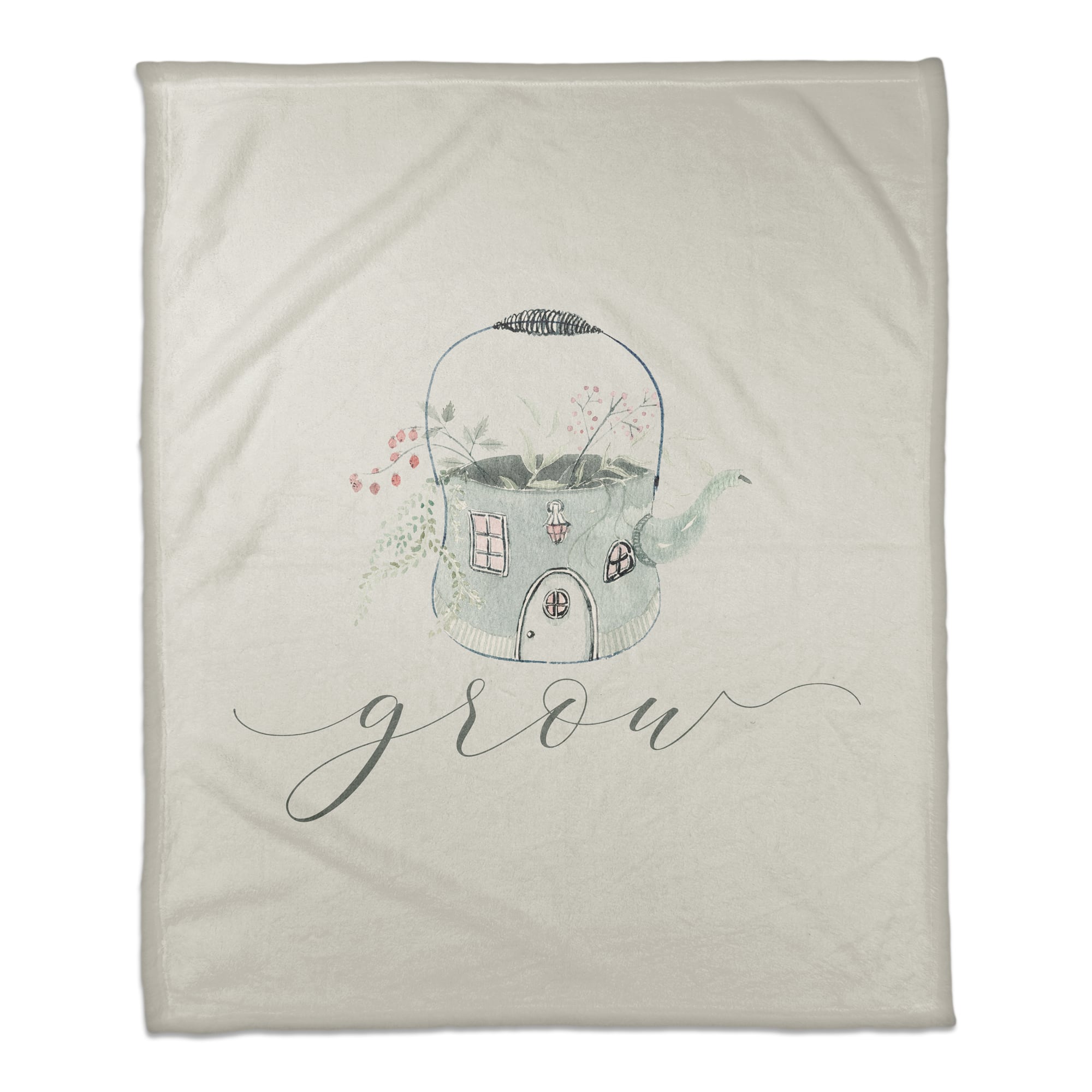 Grow Teapot Floral Fleece Throw