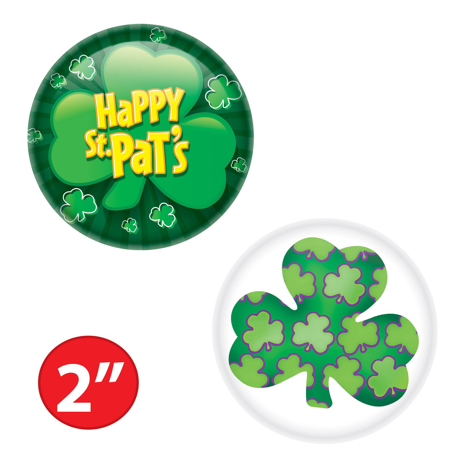Beistle 2" St. Patrick's Day Buttons, 3 Packs of 2