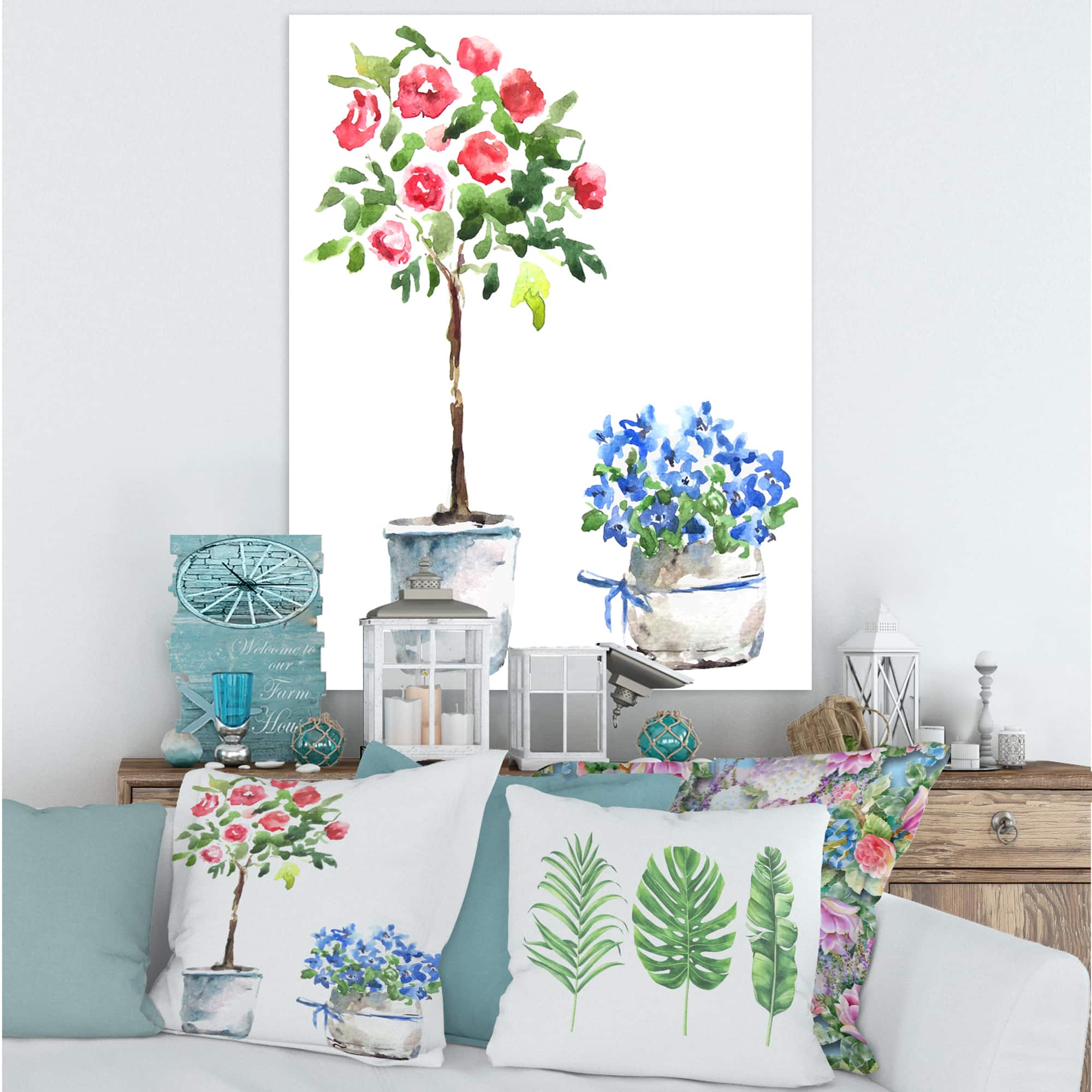 Designart - Blue and Red Houseplants