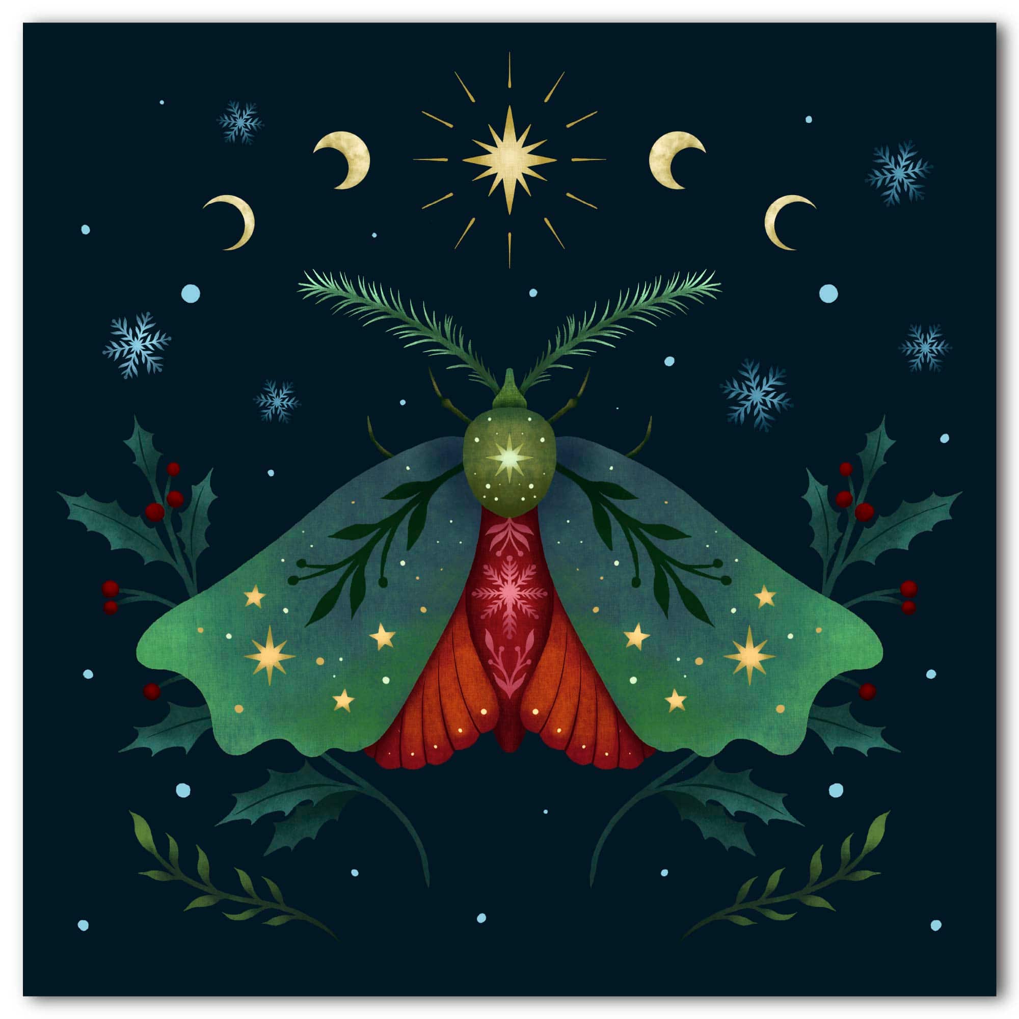 Courtside Market® Christmas Moth Gallery-Wrapped Canvas Wall Art