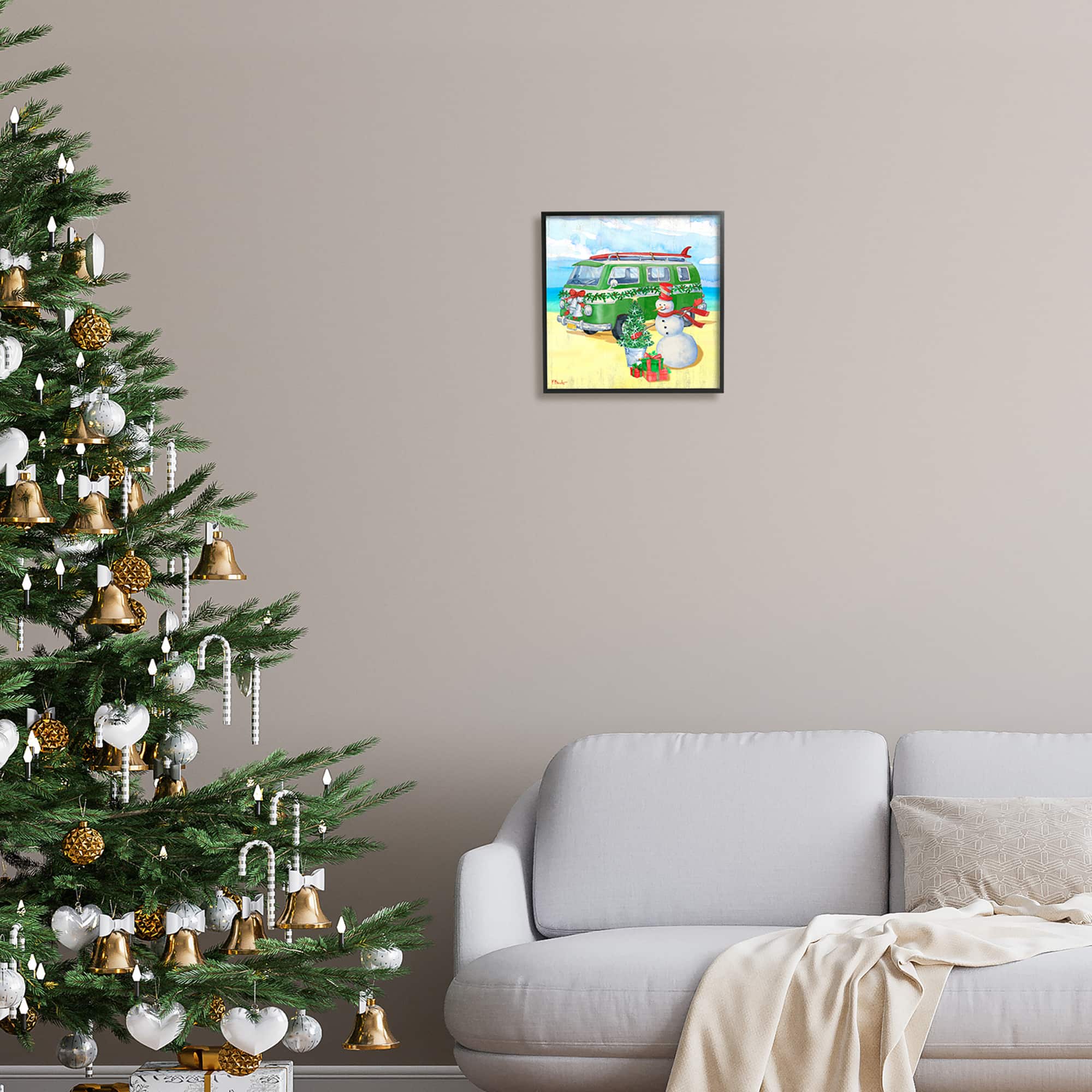 Stupell Industries Nautical Christmas Holiday Beach Framed Giclee Art