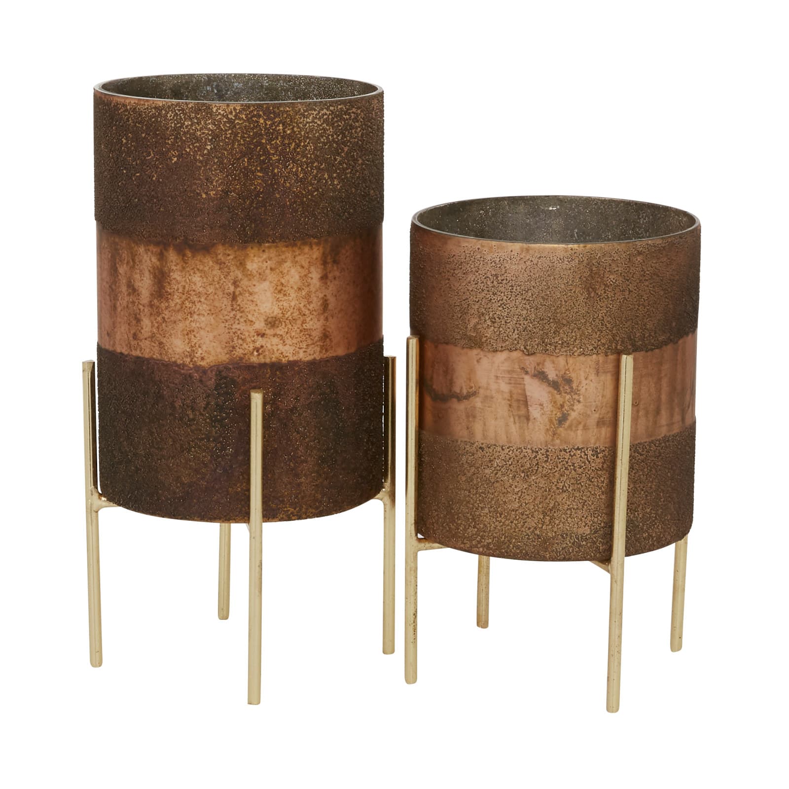 Brown Glass Contemporary Candle Holder Set