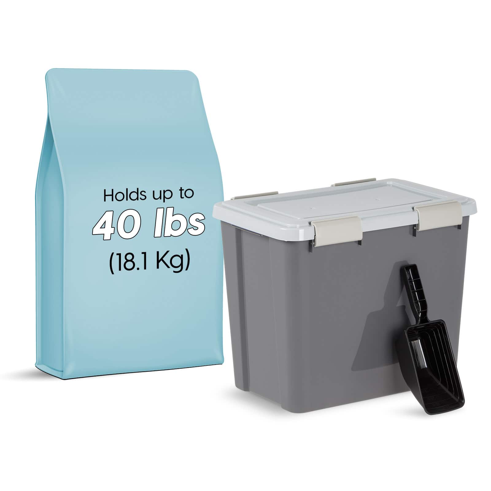 Iris® 30 lbs. Airtight Pet Food Container with Scoop, Gray