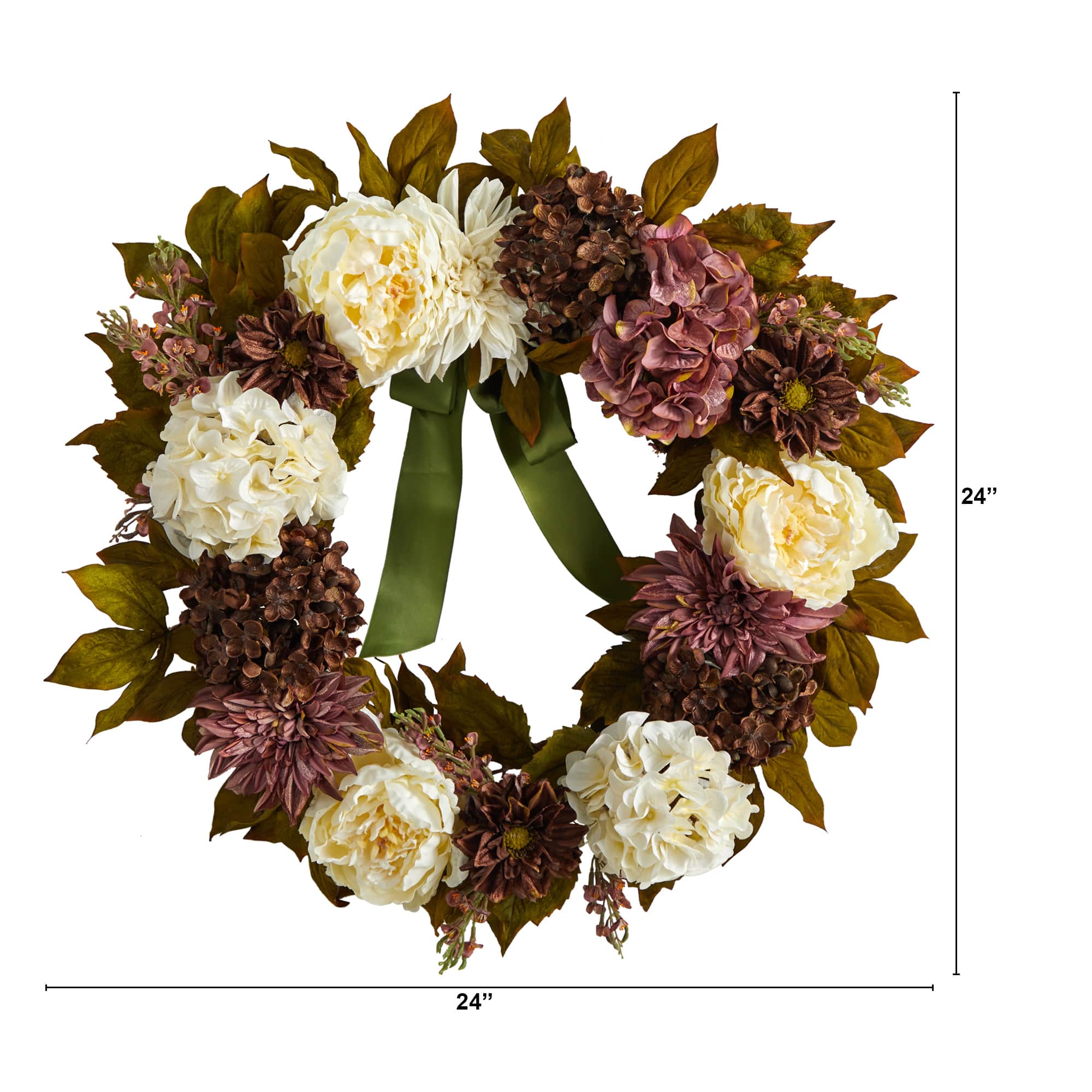 24" Peony, Dahlia & Hydrangea Wreath