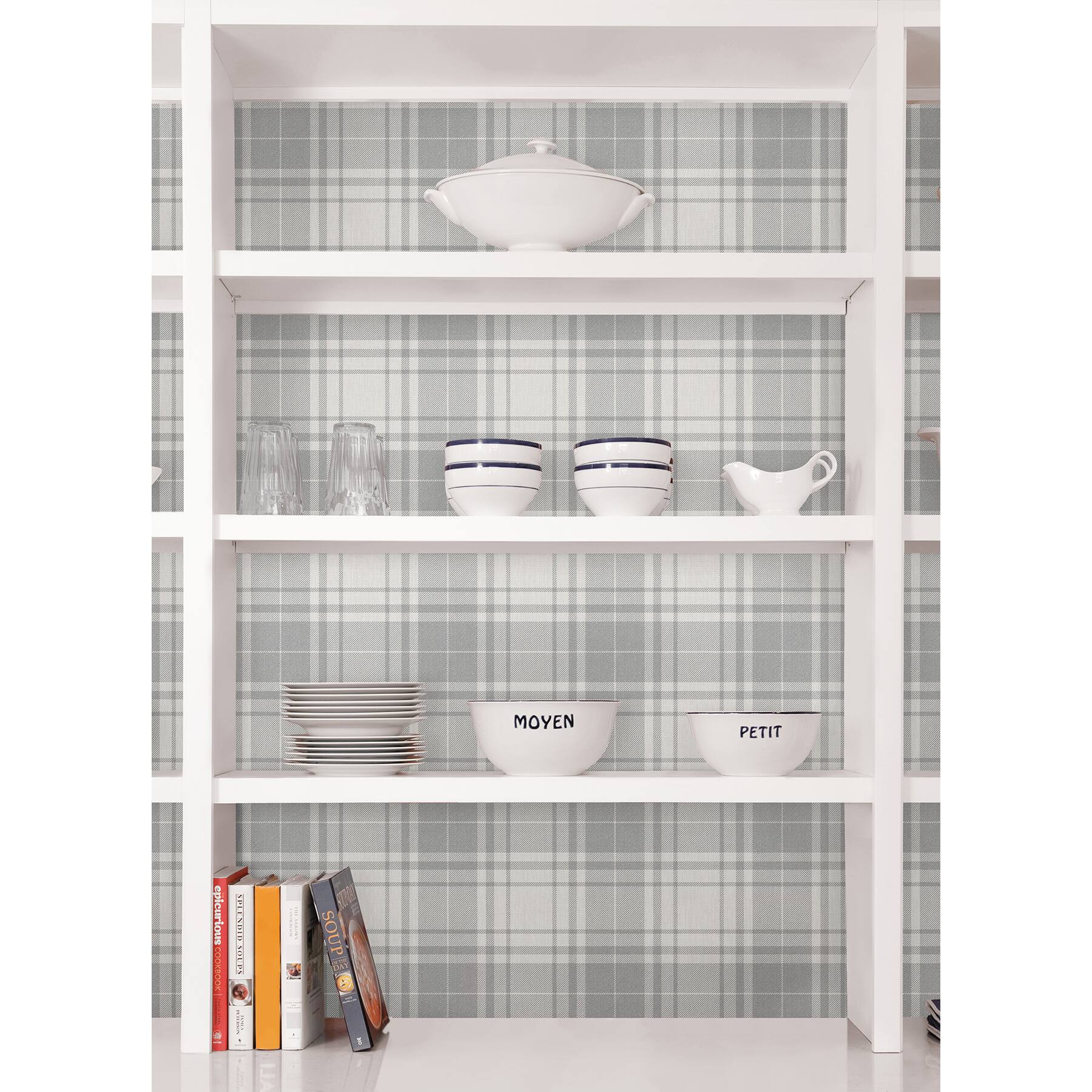 InHome Franklin Plaid Gray Peel & Stick Wallpaper