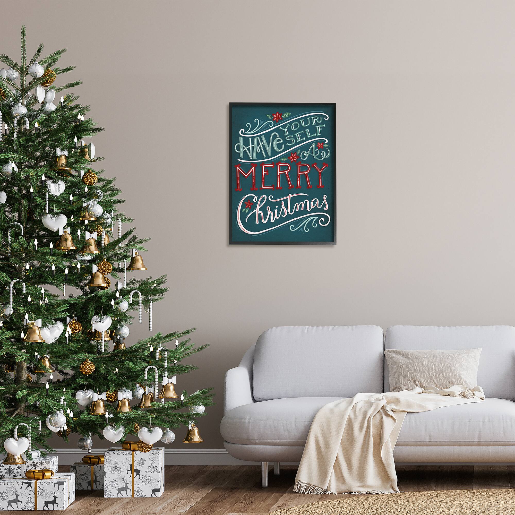 Stupell Industries Have Yourself Merry Christmas Phrase Framed Giclee Art