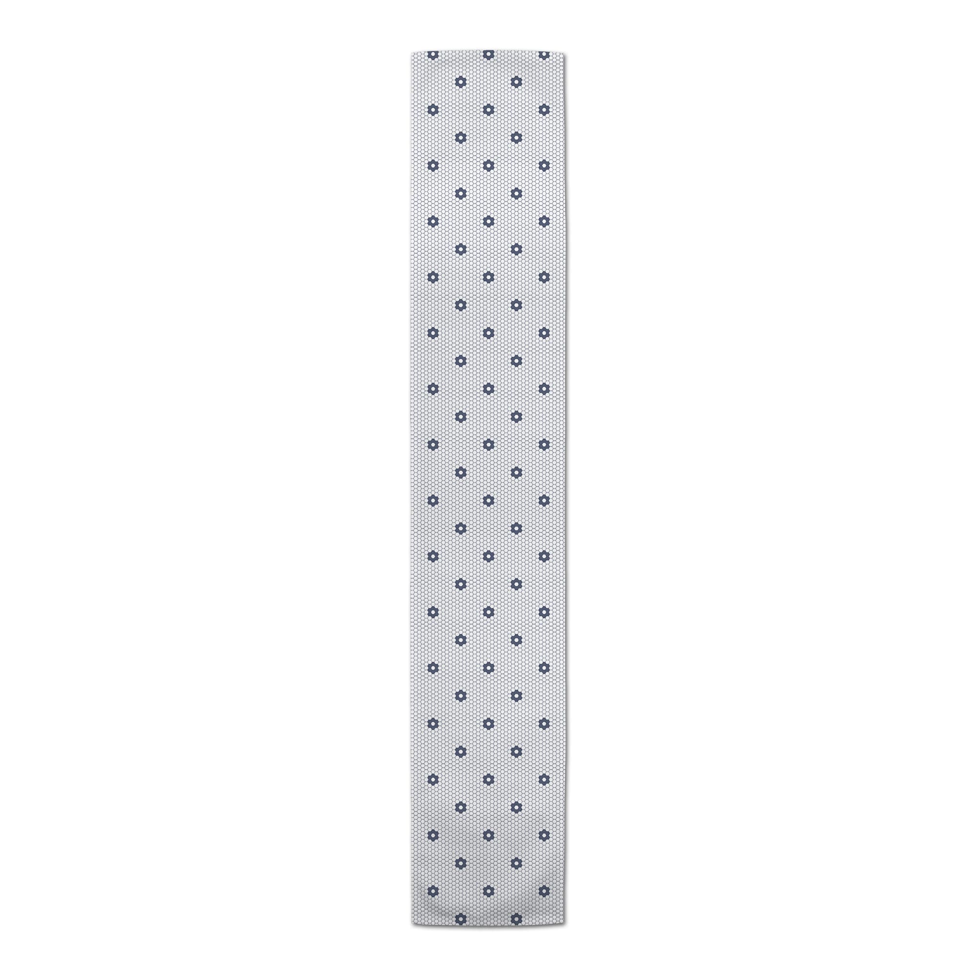 Navy Floral Pattern 16" x 90" Cotton Twill Runner