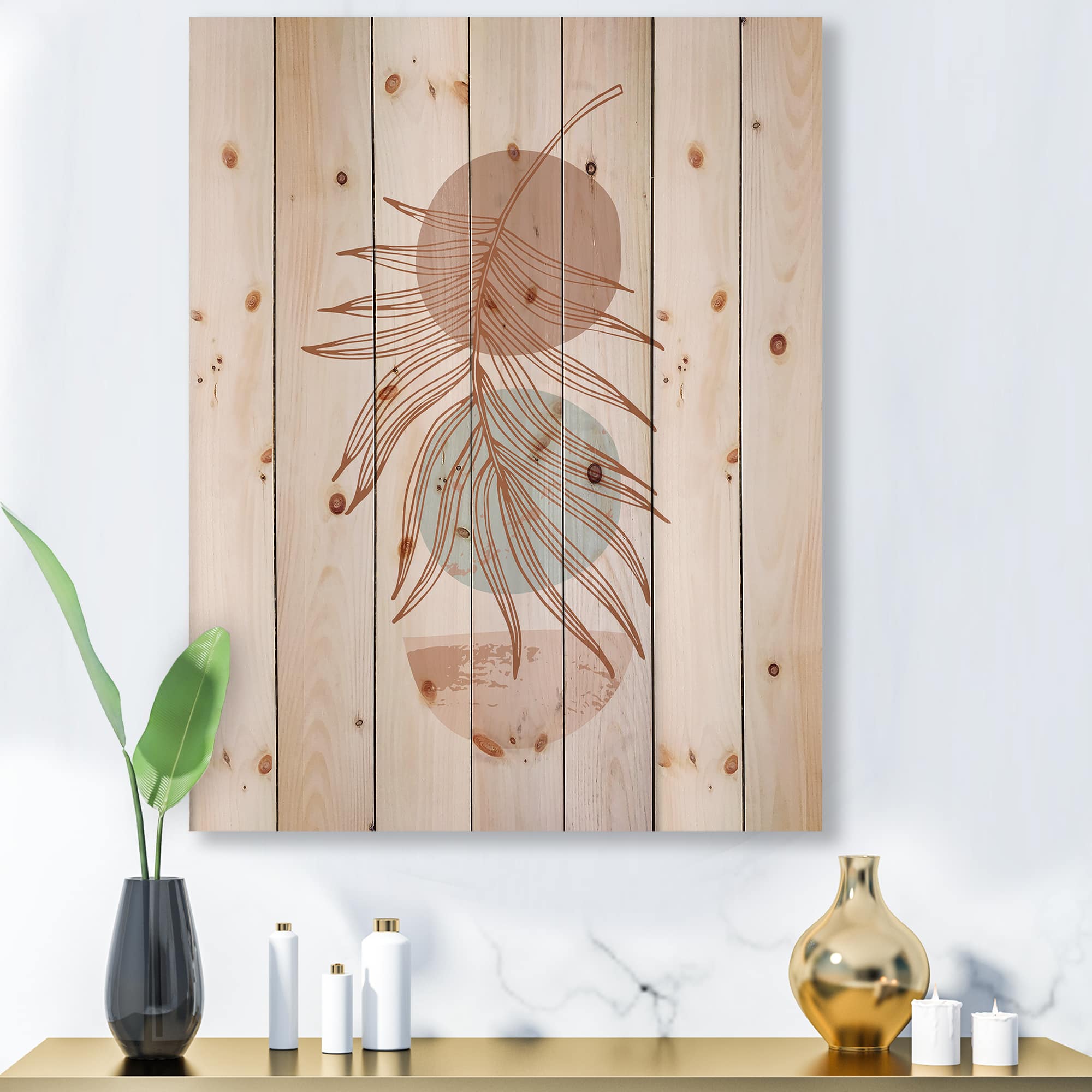 Designart - Moon & Sun Shapes In Retro Terracotta Tones II