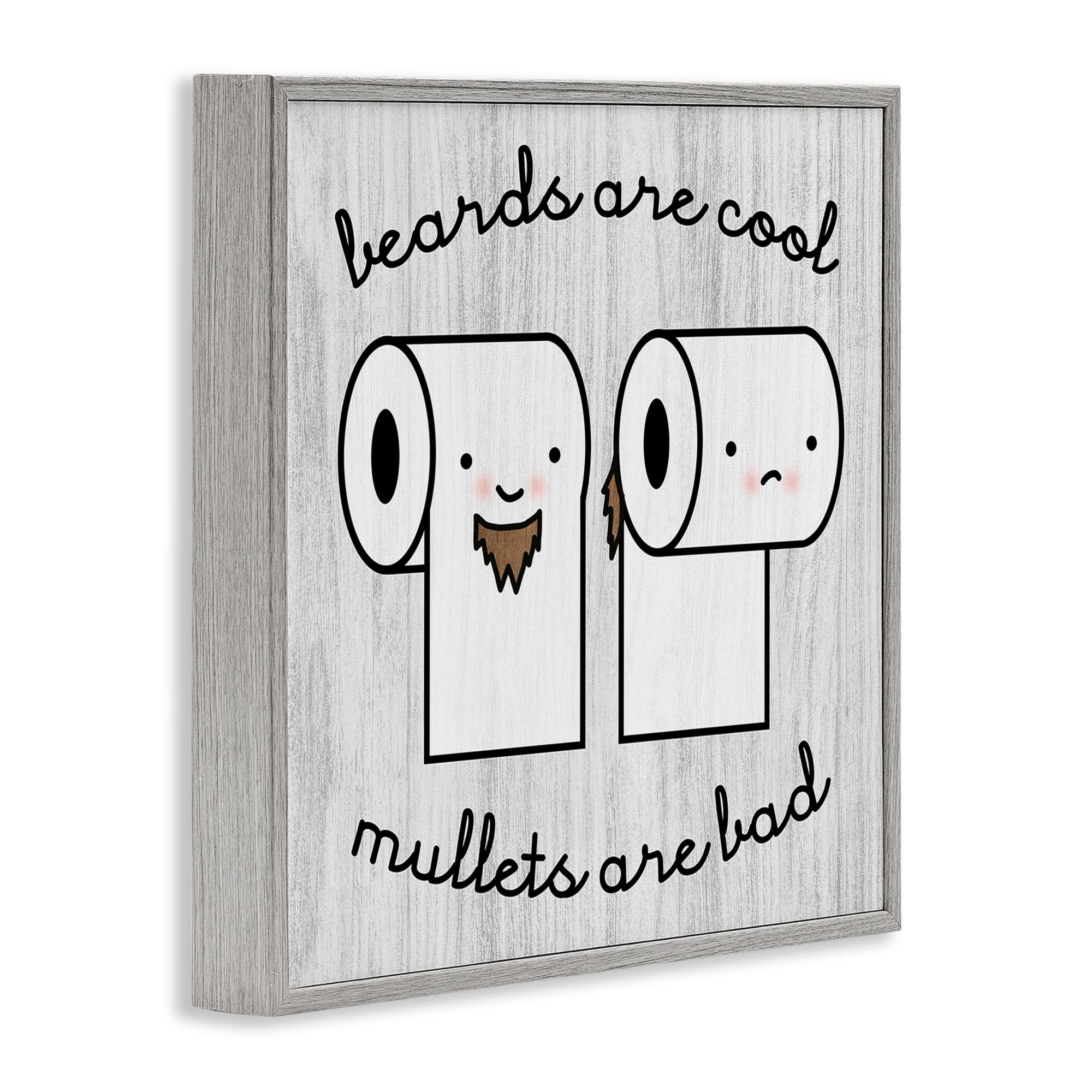 Stupell Industries Beards Vs. Mullets Toilet Paper Bathroom Humor Expression Framed Giclee Art