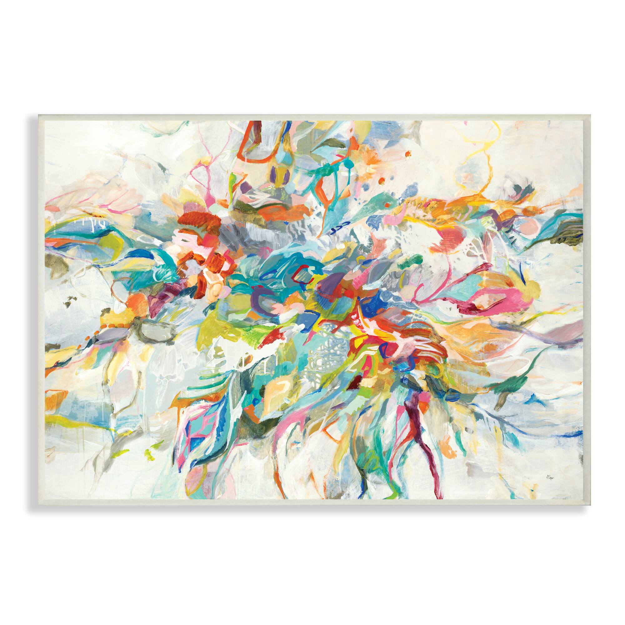 Stupell Industries Exciting Tropical Shapes Abstraction Blue Red Pop Wall Plaque