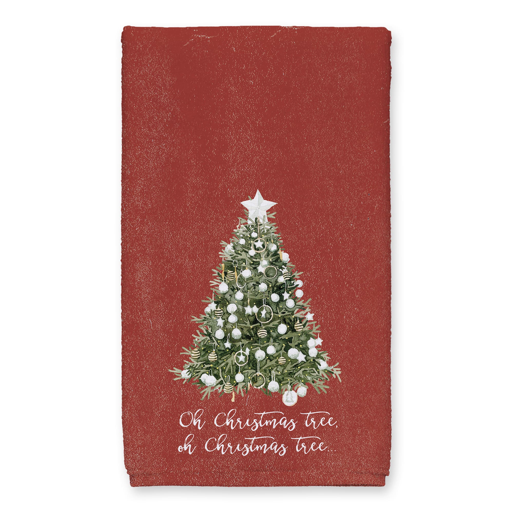 Oh Christmas Tree on Red Background Tea Towel Set