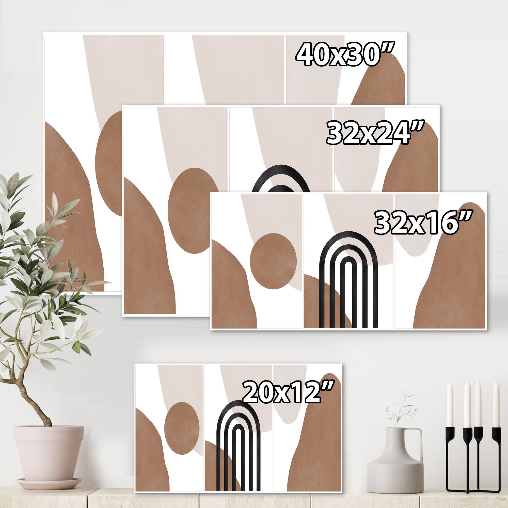 Designart - Abstract Shapes in Terracotta and Ivory Shapes II - Modern Canvas Wall Art Print