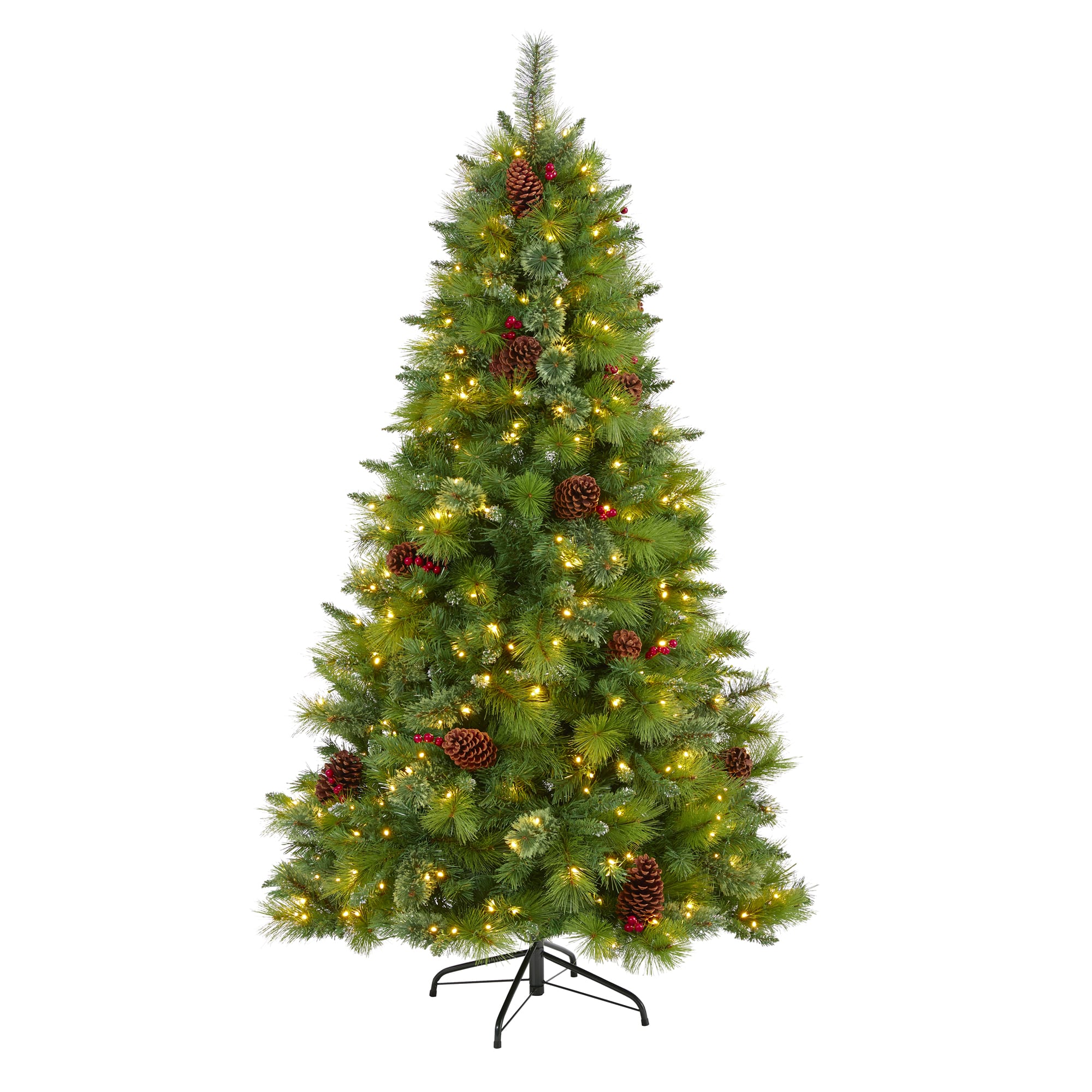 6ft. Pre-Lit Montana Mixed Pine, Pinecones & Berries Artificial Christmas Tree with Clear LED Lights