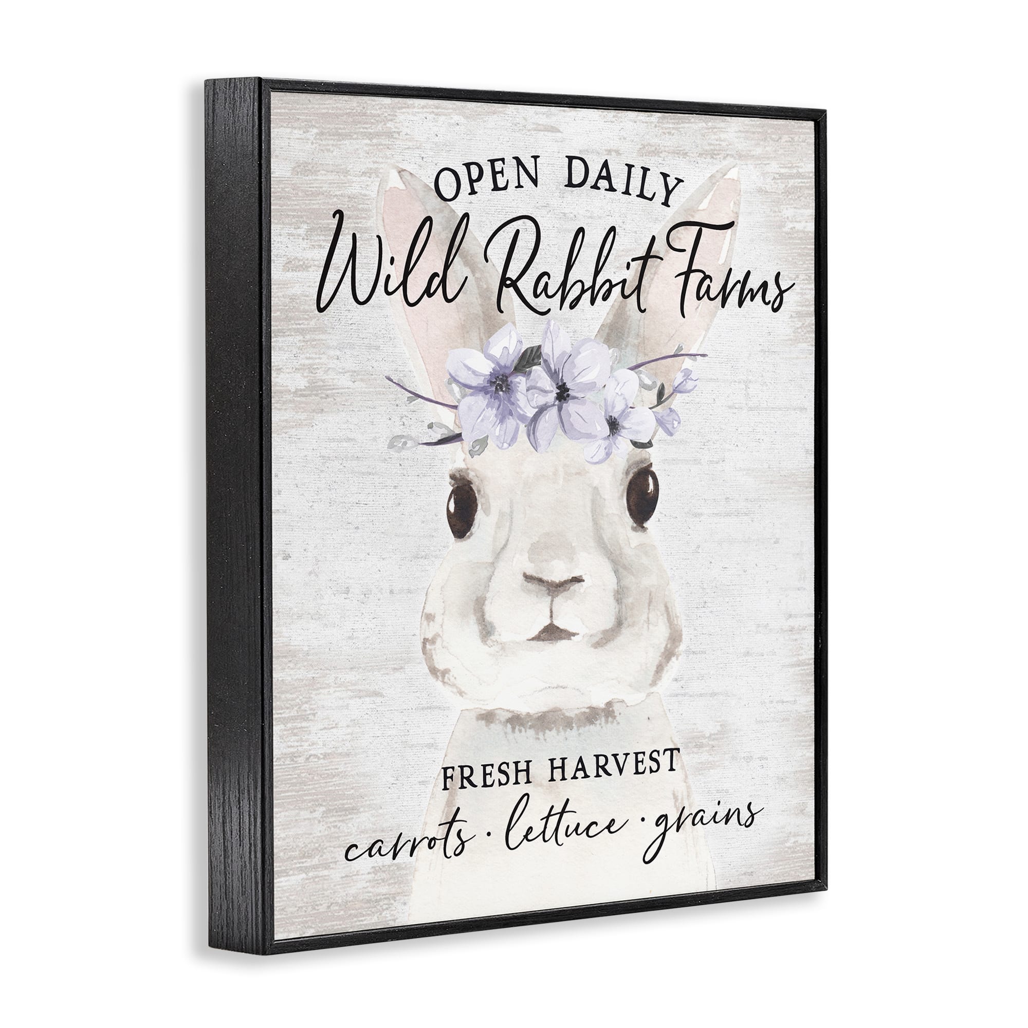 Stupell Industries Wild Rabbit Farms Weathered Floral Crown Sign Framed Giclee Art