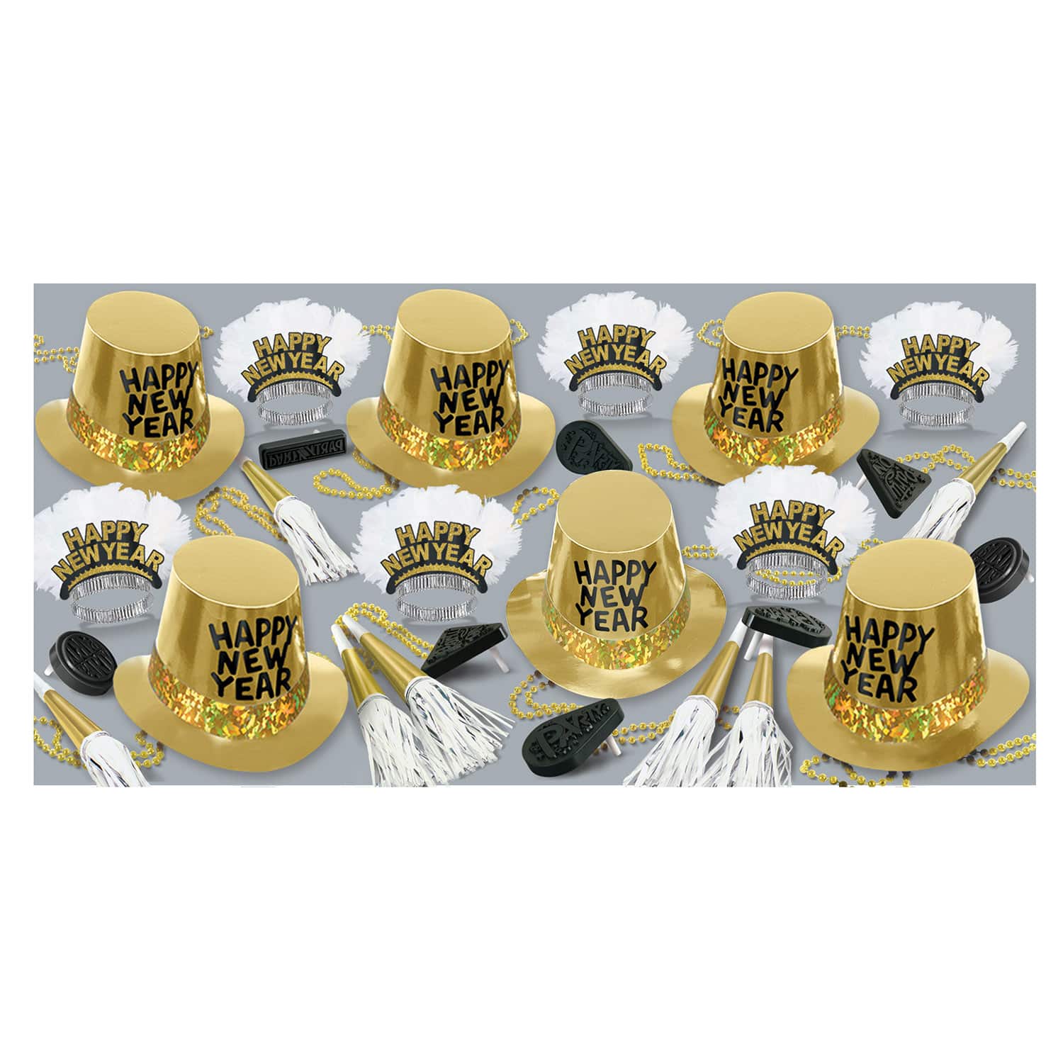 Beistle Gold & White New Year Rush Party Favor Kit for 50