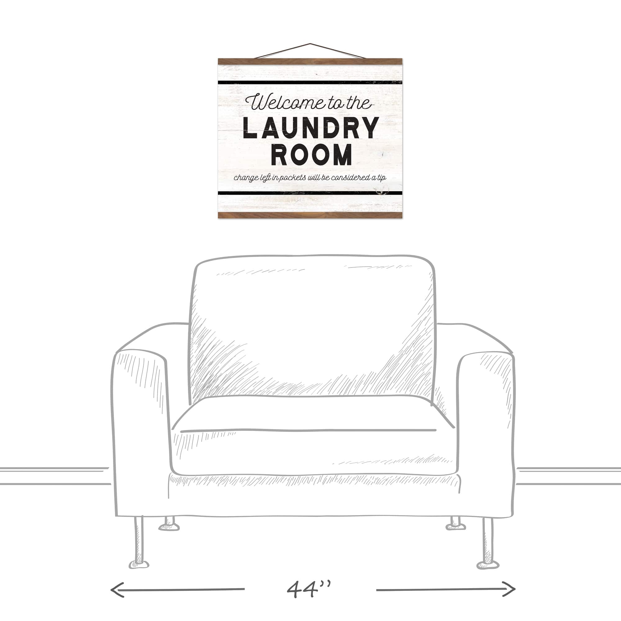 Welcome Laundry Room 20" x 16" Teak Hanging Canvas