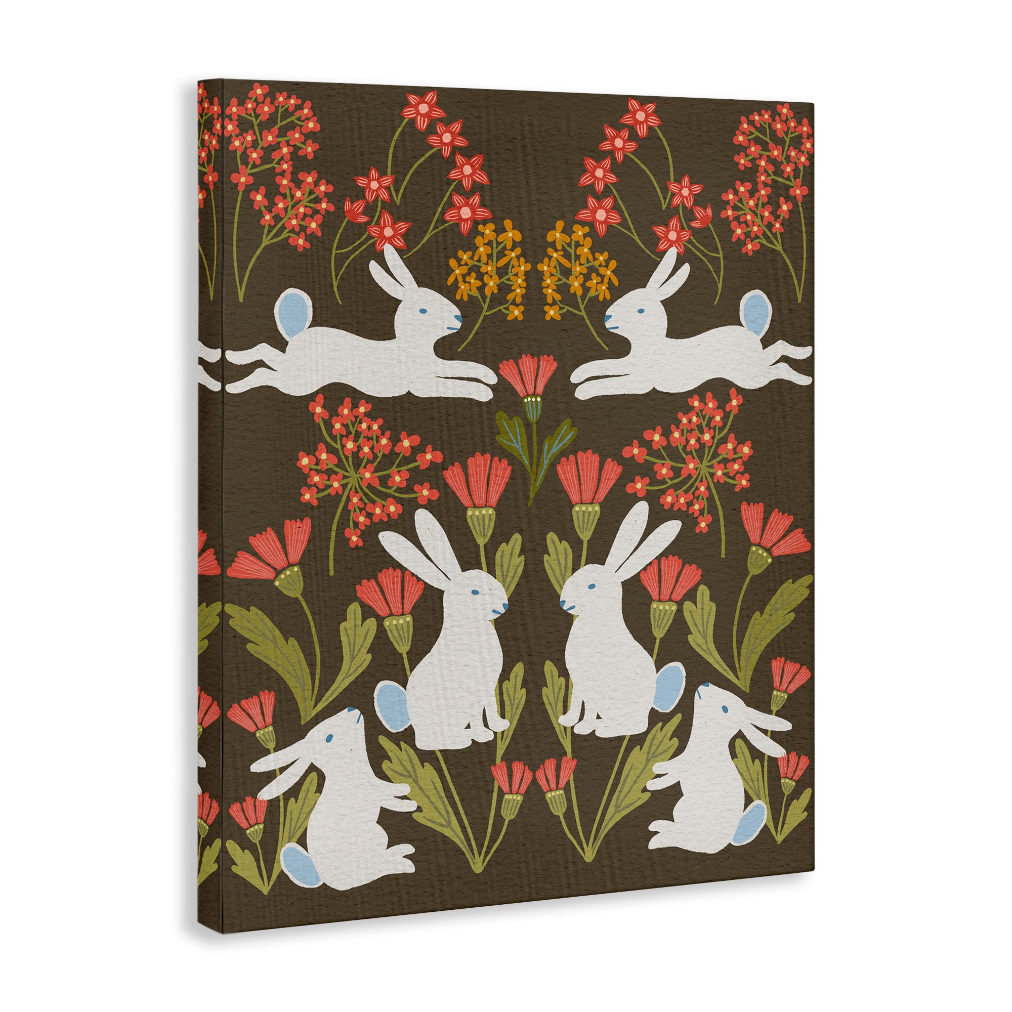 Stupell Industries Wild Spring Blooms & Rabbits Canvas Wall Art
