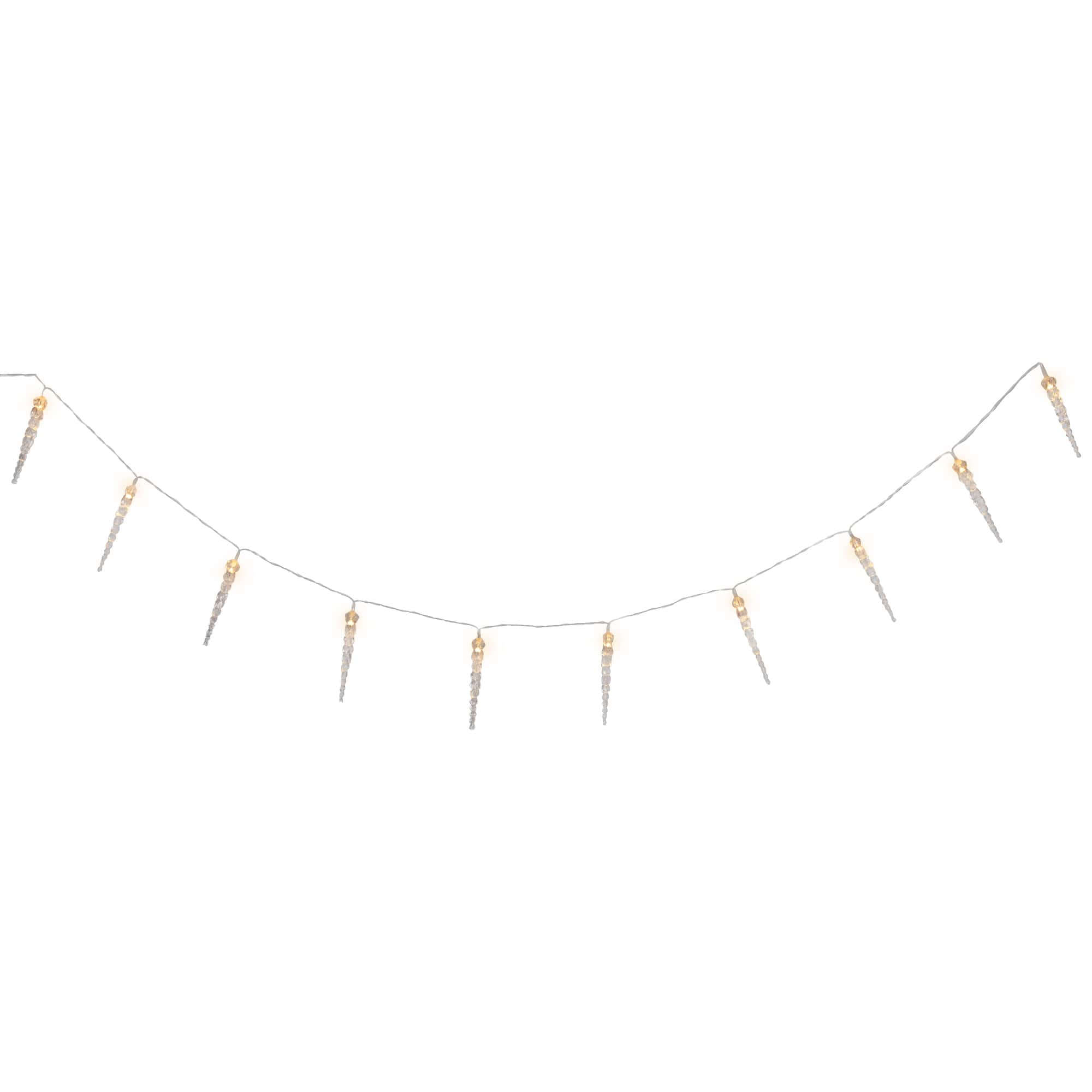 Icicle String Christmas Light Set - Warm White - 4.5' Clear Wire - 10ct