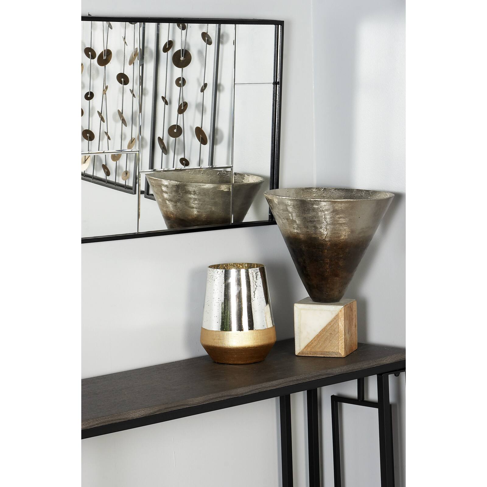 9" Gold Glass Modern Candlestick Holder