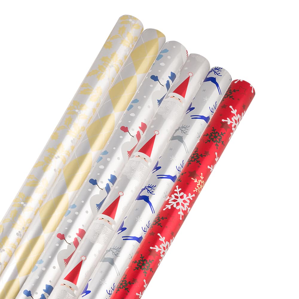 JAM Paper Holiday Colorful Sparkle Assortment Gift Wrap Set, 6ct.