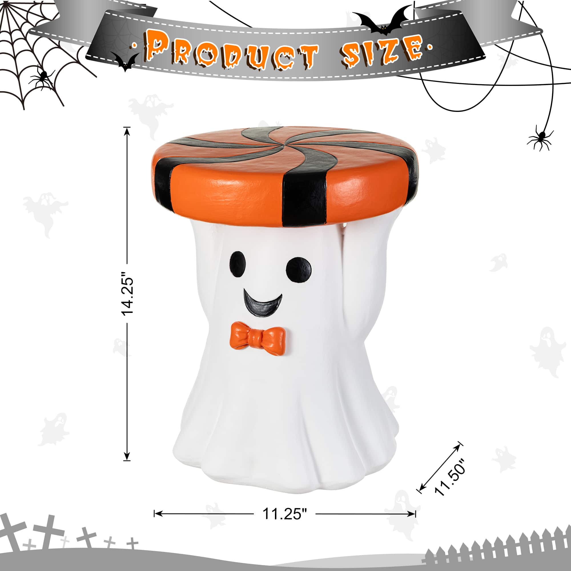 Glitzhome® 14.75" Halloween MGO Ghost Stool