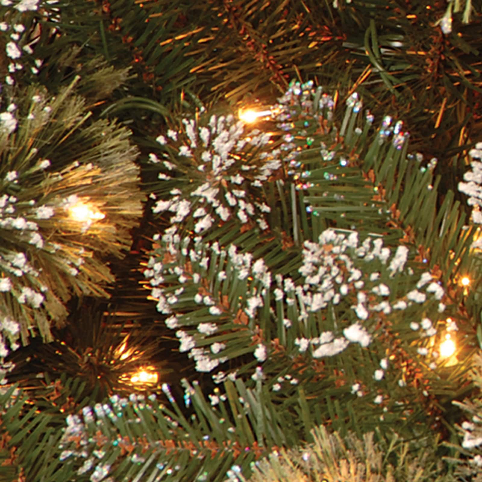 7.5 ft. Pre-lit Hinged Glittery Bristle Pine Slim Artificial Christmas Tree, Soft White LED Lights