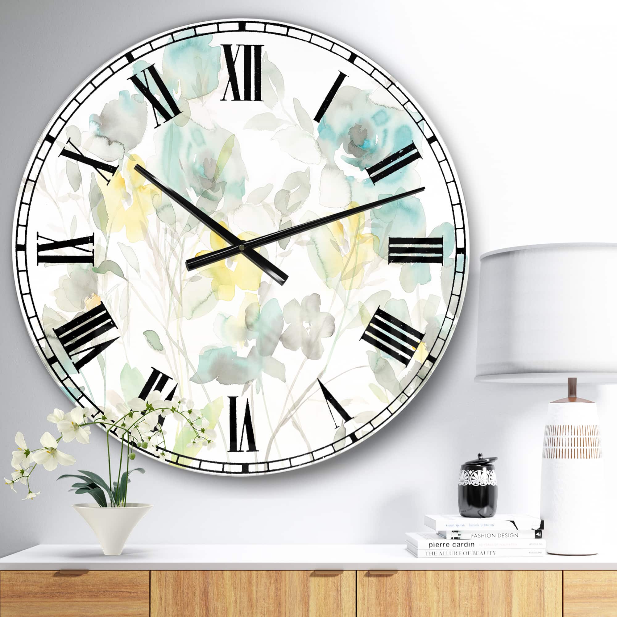 Designart Aqua Rose Natural Element Wall Clock