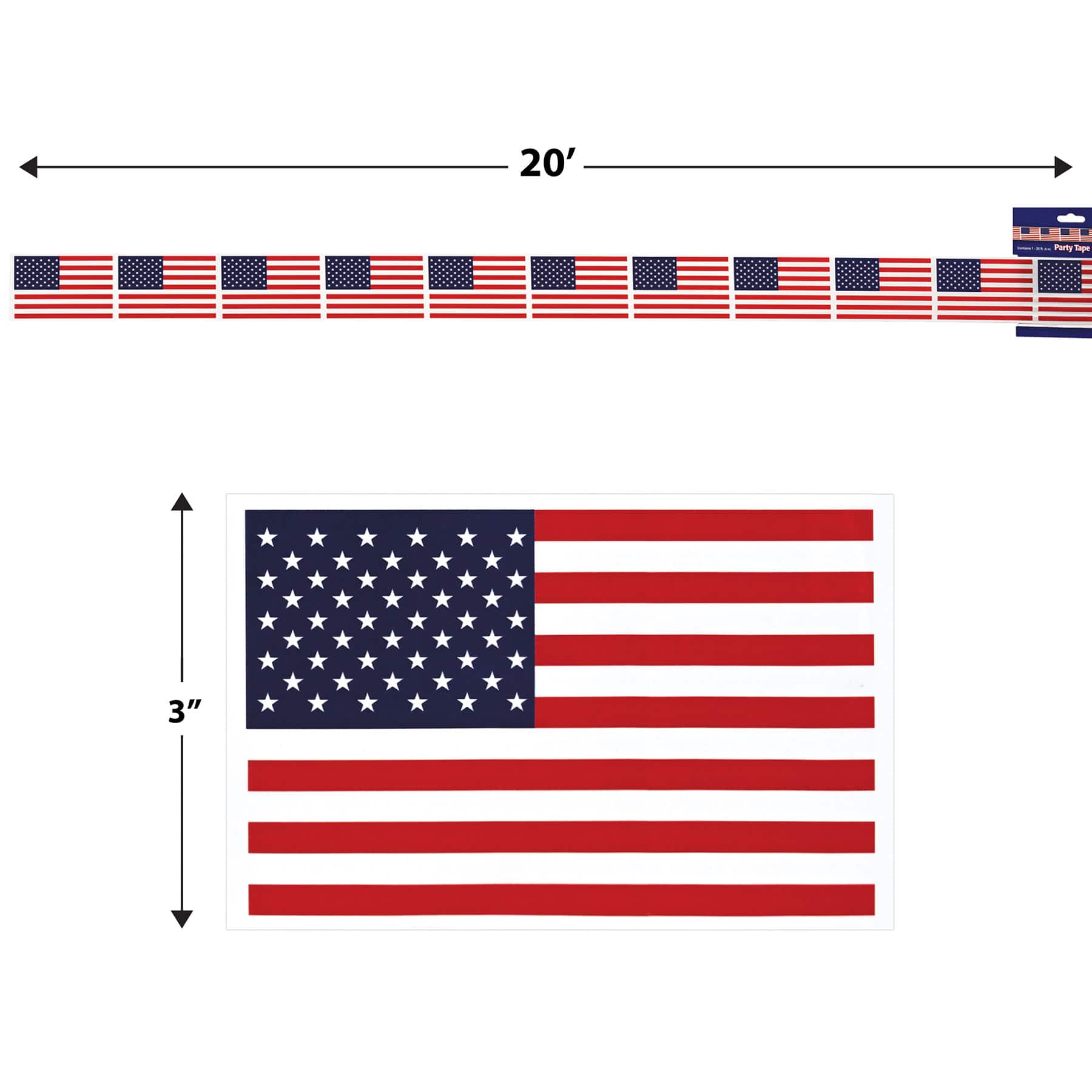 Beistle 3" x 20ft. American Flag Party Tapes, 3ct.