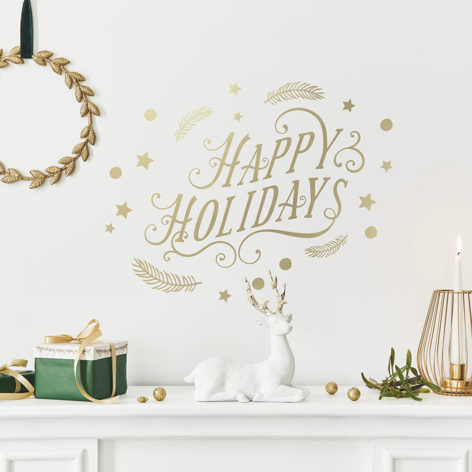 RoomMates Happy Holidays Peel & Stick Wall Decals with Metallic Ink