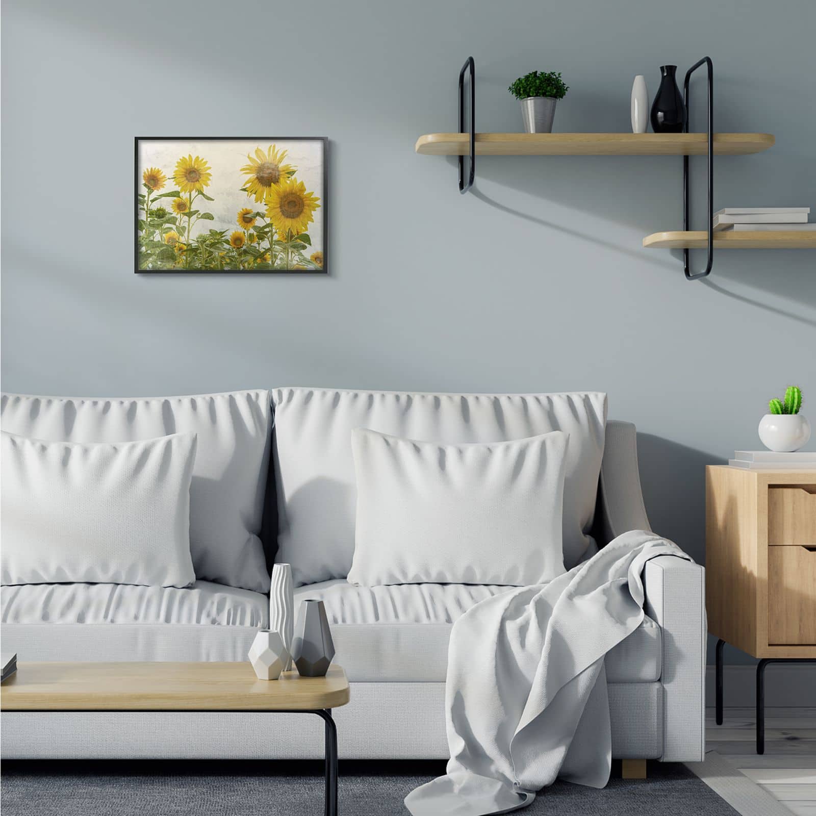 Stupell Industries Sunflower Garden Farm with Black Frame Wall Accent