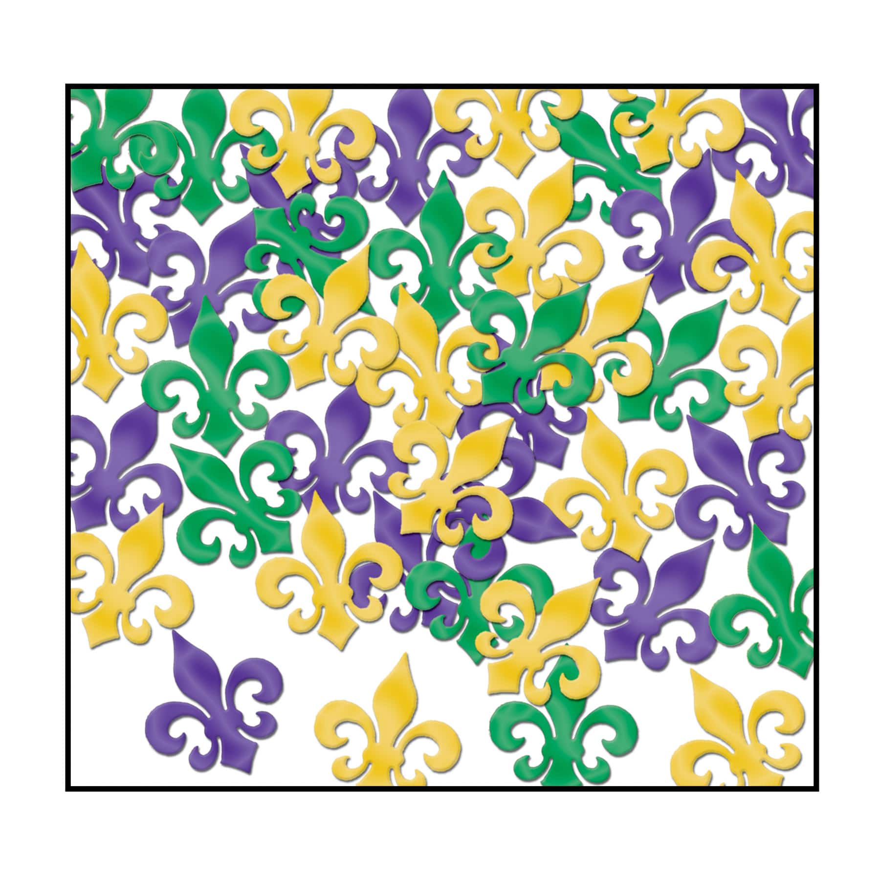 Beistle 1oz. Gold, Green & Purple Fanci-Fetti Fleur De Lis, 3ct.
