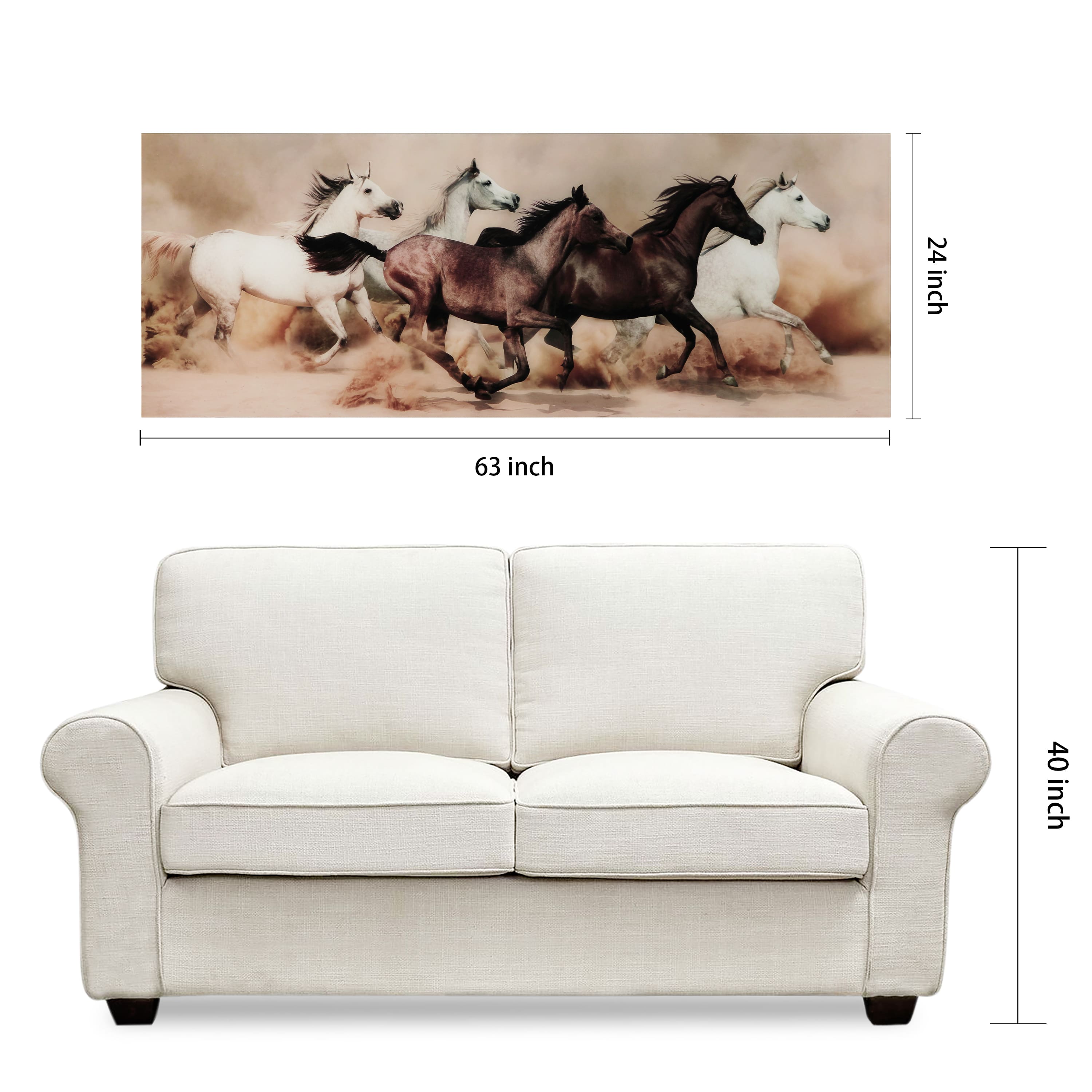 Empire Art Direct 63" x 24" Stampede Frameless Free Floating Printed Tempered Art Glass Wall Art