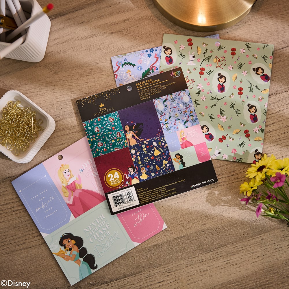 The Happy Planner® Disney© Princesses 6" x 6" Scrapbooking Paper Pad, 24 Sheets