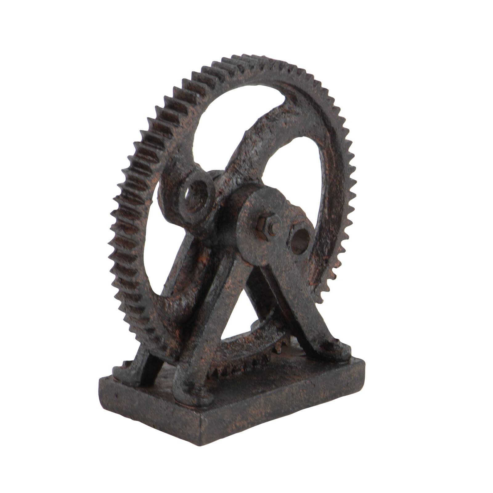 9" Brown Polystone Industrial Abstract Sculpture